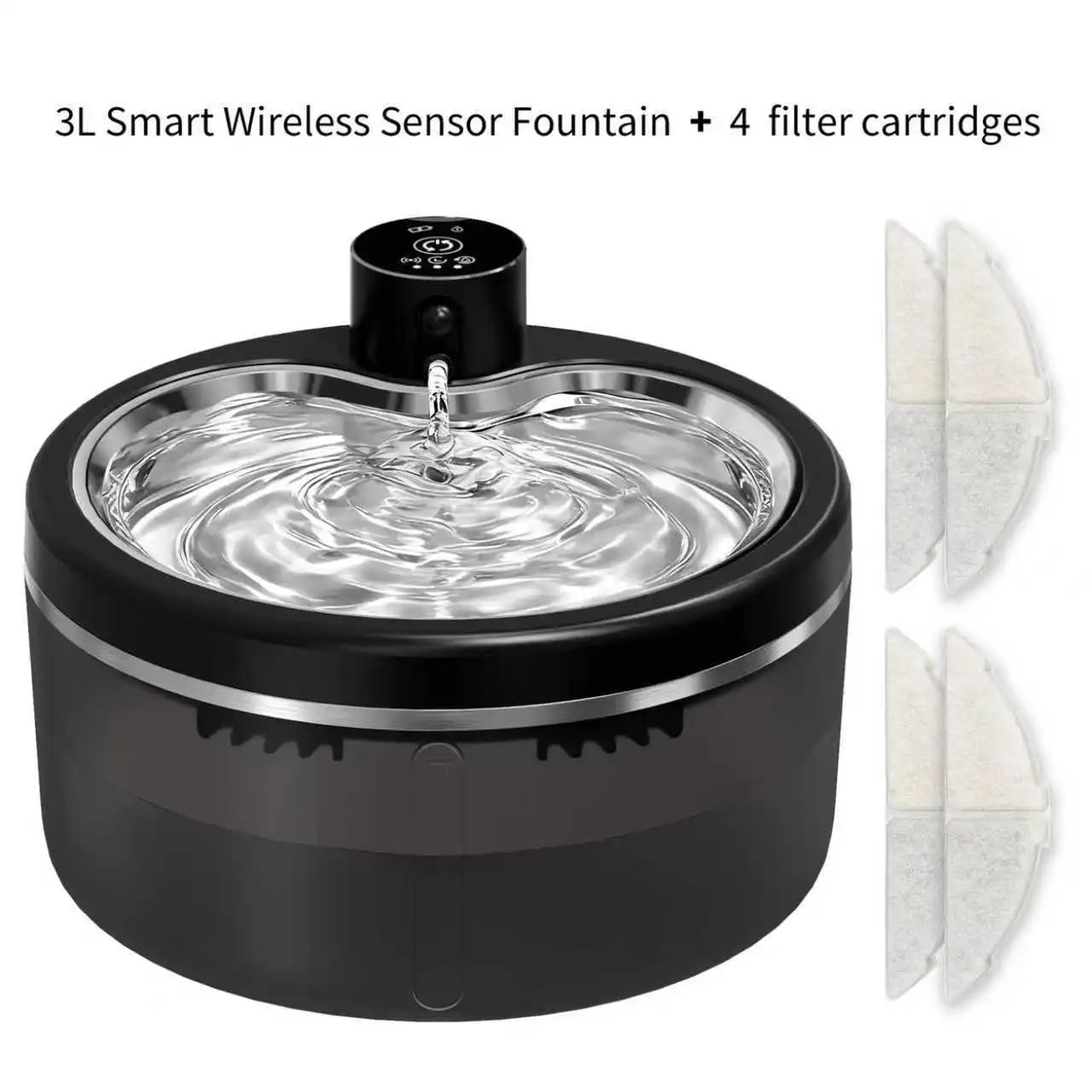 Wireless Smart Pet Water Fountain With Motion Sensor And Stainless Steel Tray 6