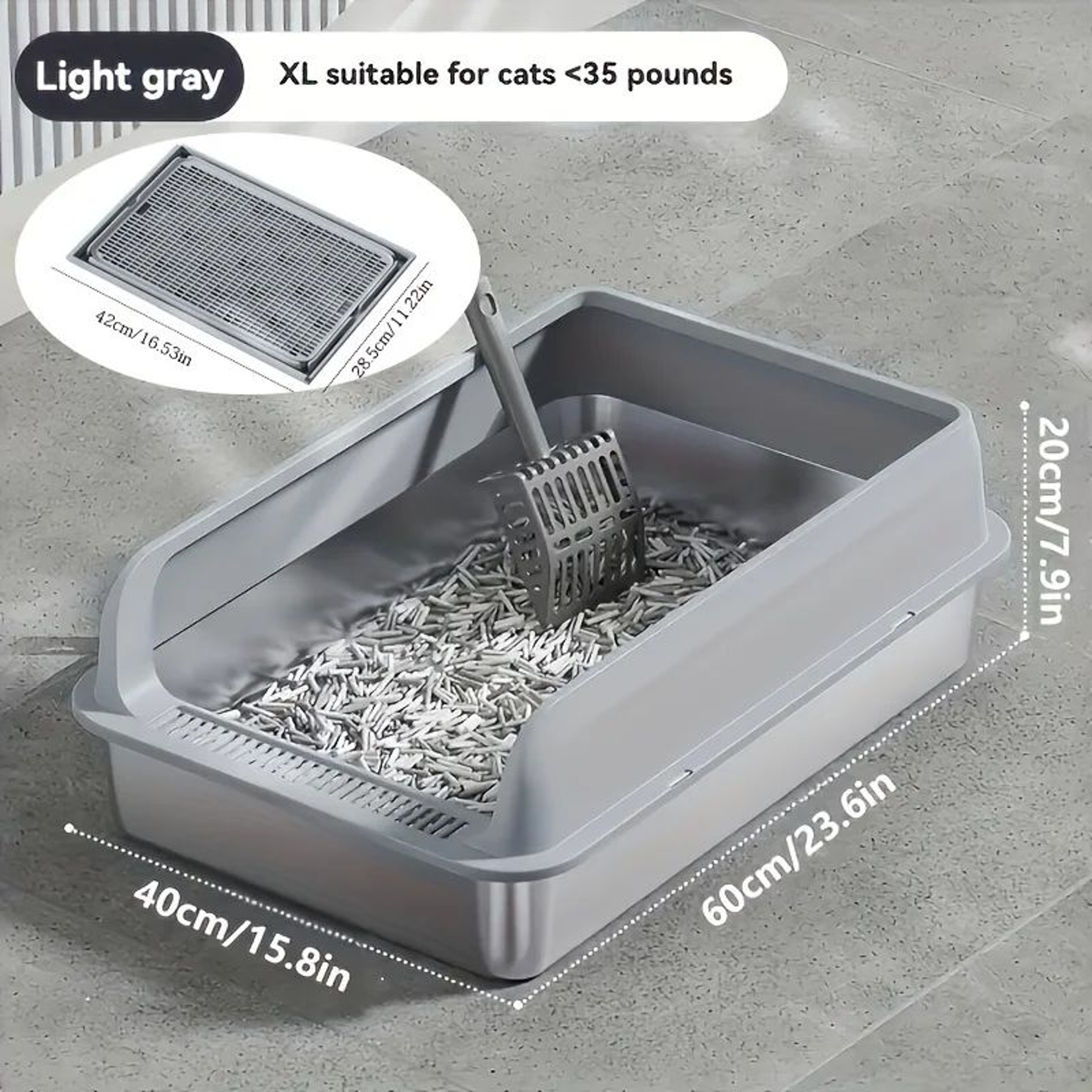 KEMORELA Extra Large Stainless Steel Cat Litter Box With Lid 0