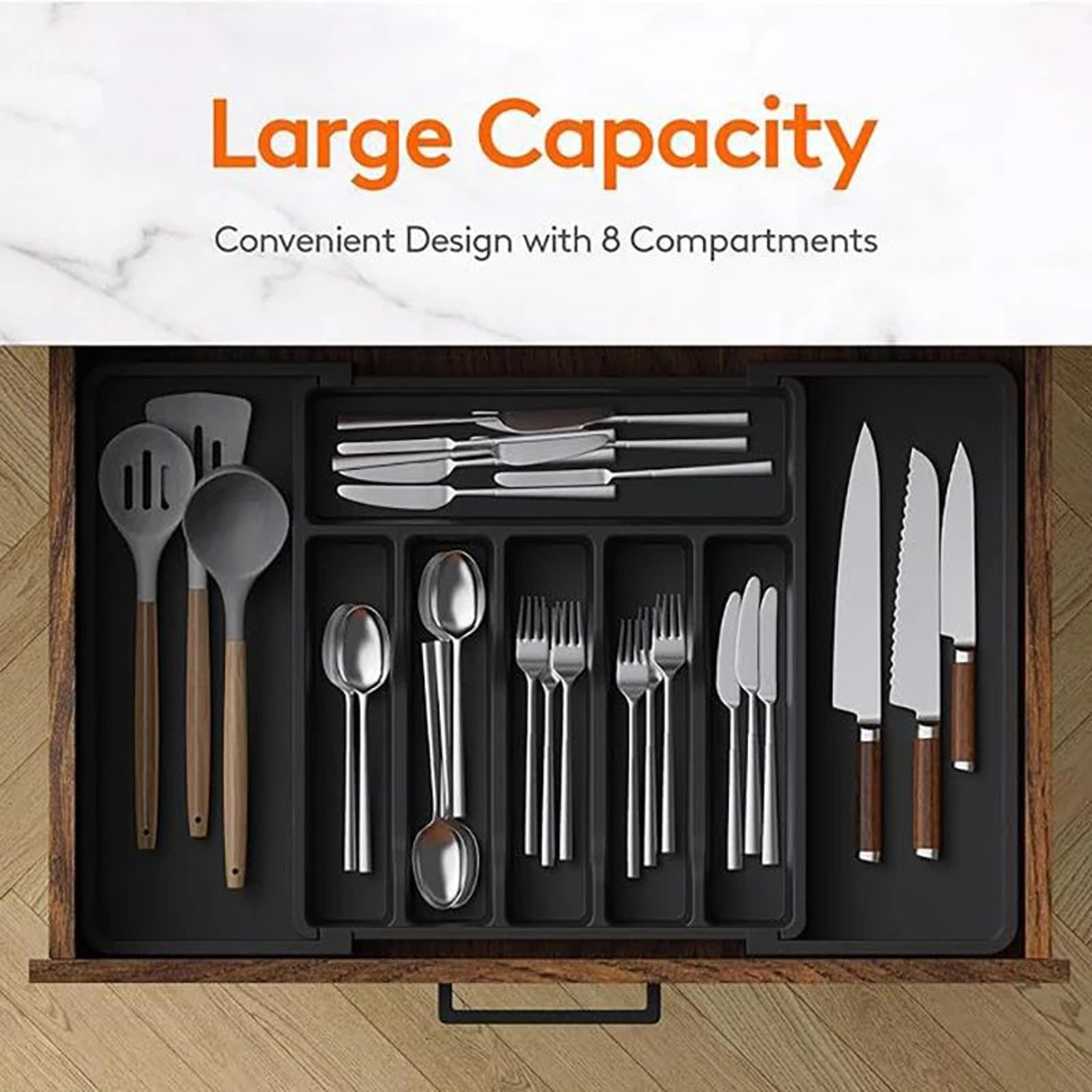 Expandable Cutlery Drawer Organizer Adjustable Kitchen Utensil Storage Tray 0
