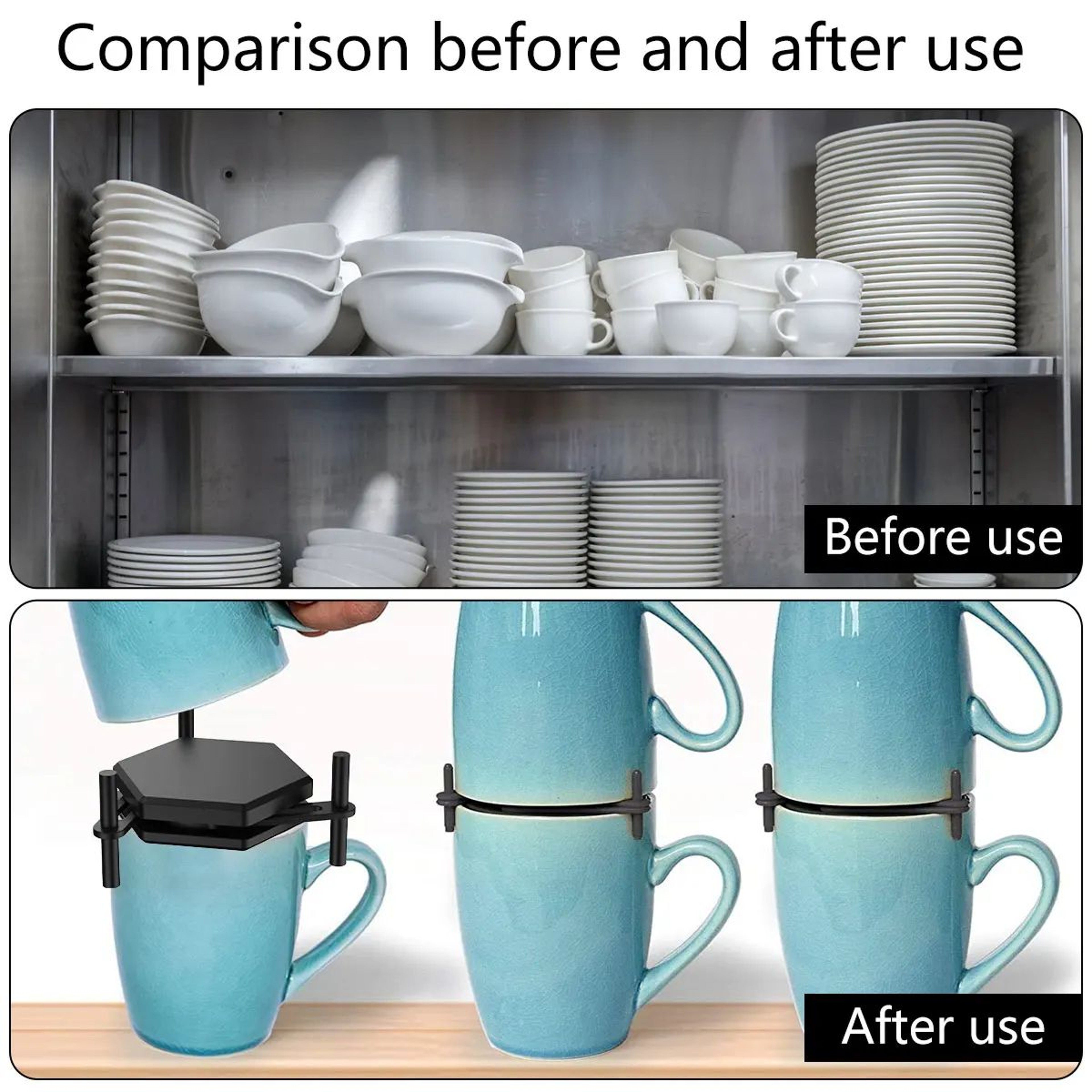 Stackable Coffee Mug Organizer Adjustable Cup Holder Storage Rack 1