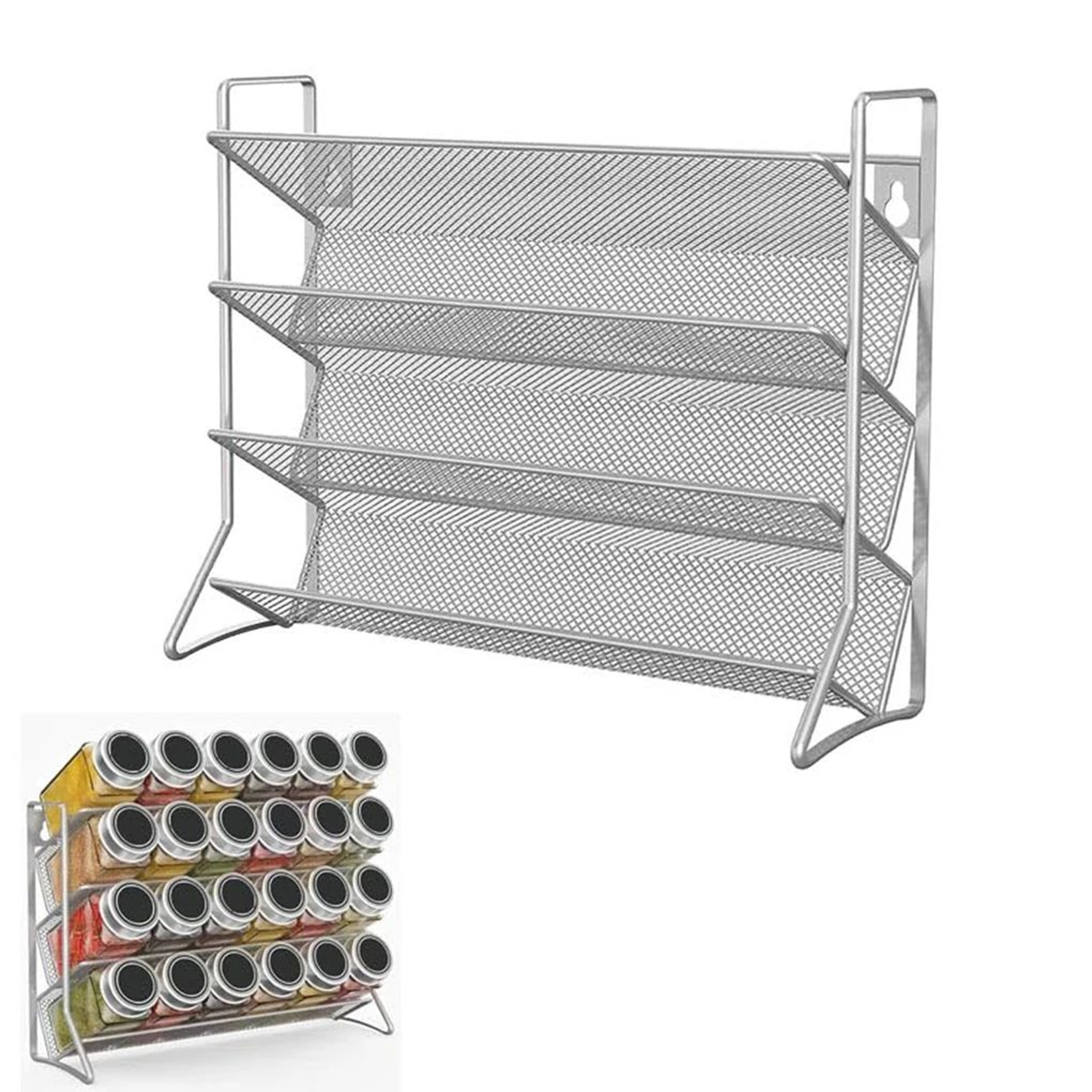 4 Tier Wall Mounted Spice Rack Kitchen Cabinet Organizer Shelf 0
