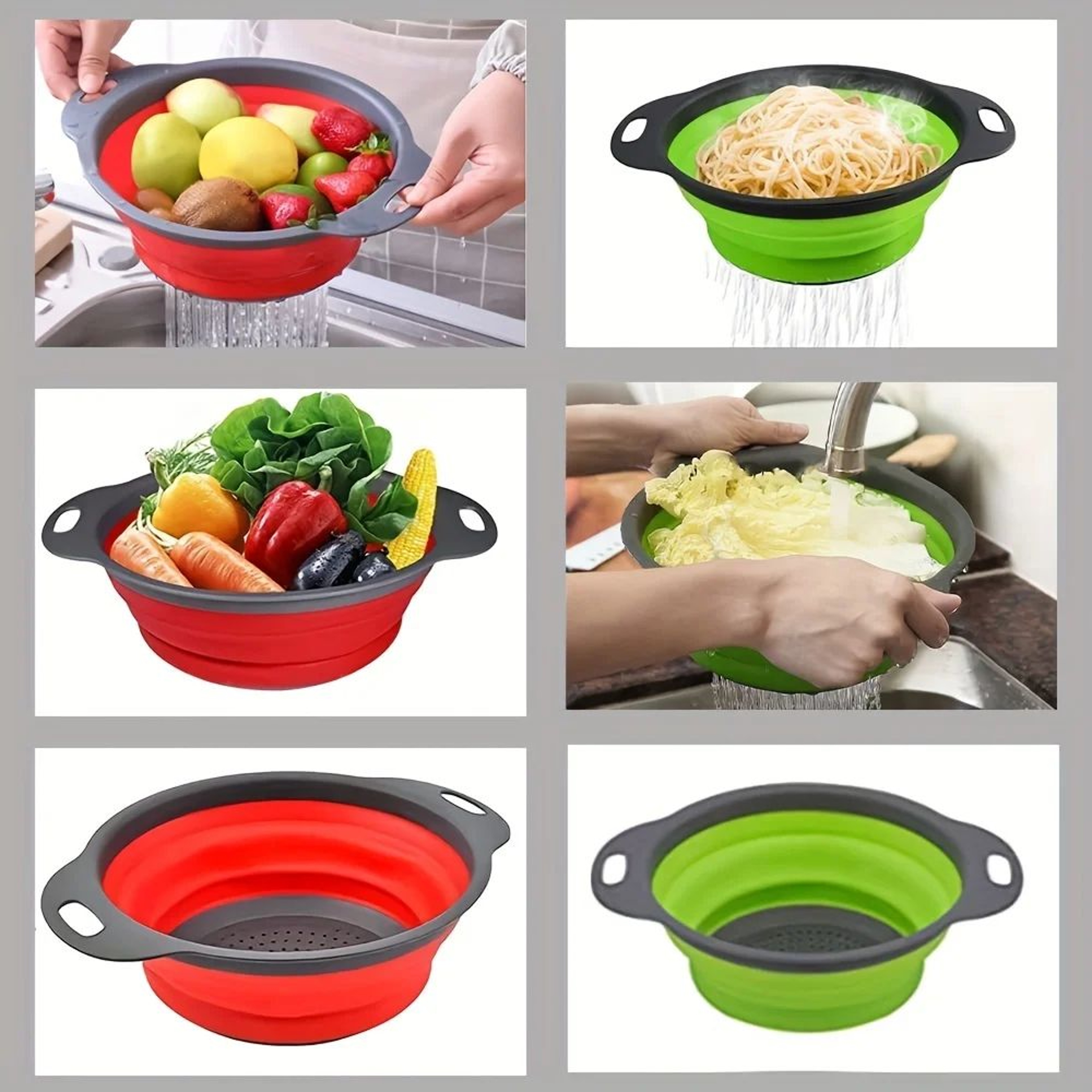 Foldable Silicone Vegetable Washing And Draining Basket 1