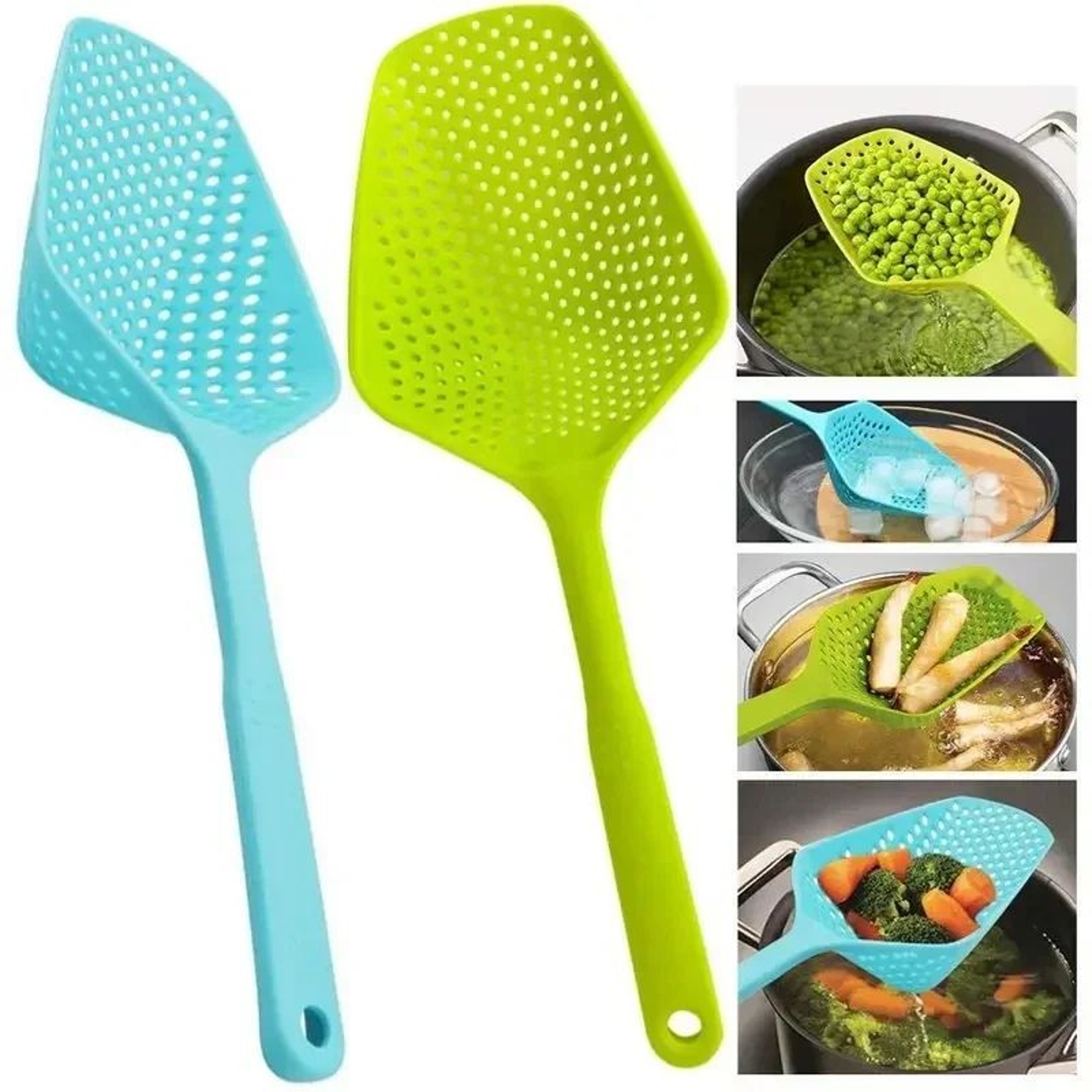 QuickDrain Silicone Slotted Scoop And Cooking Strainer Spoon 1