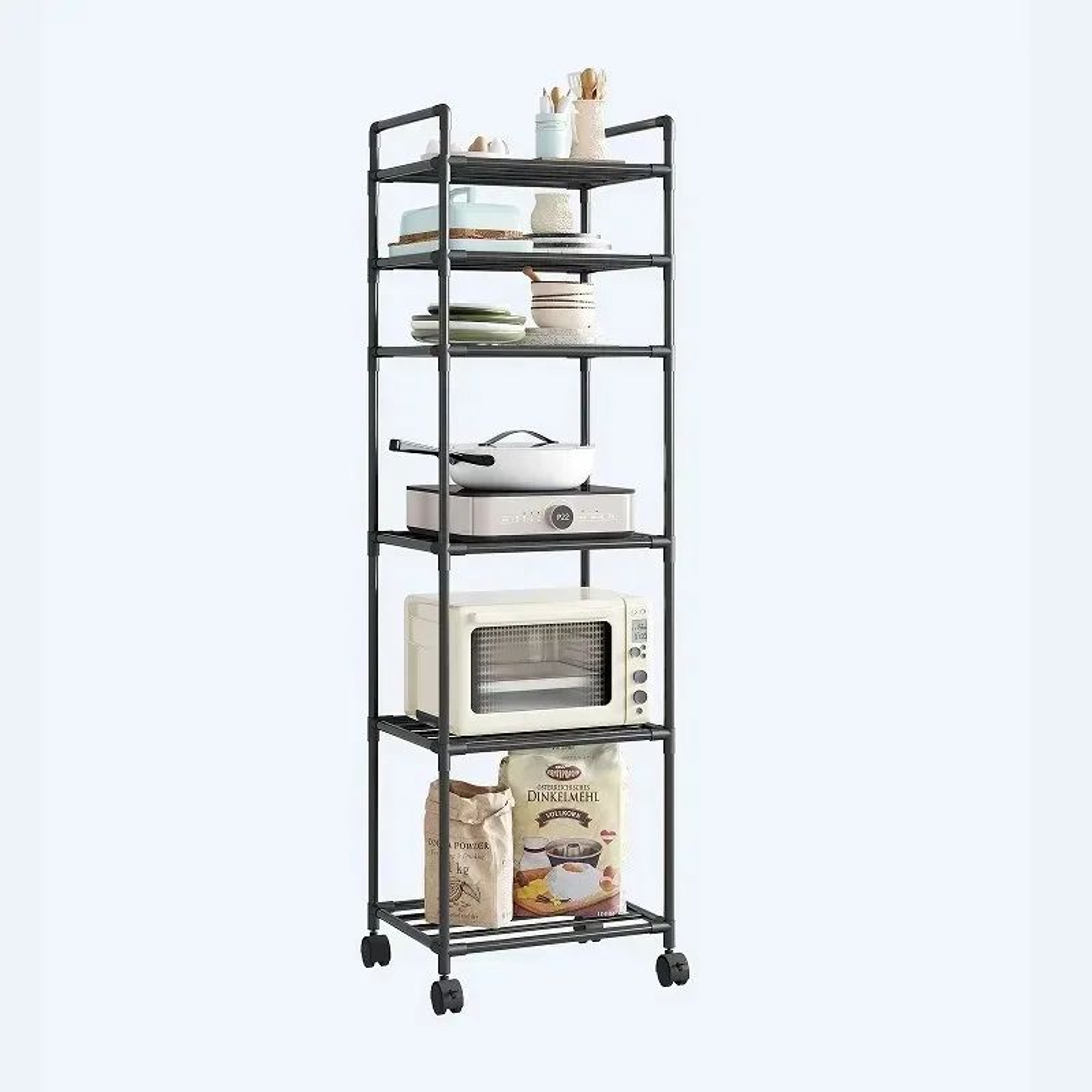 Floor To Ceiling Kitchen Storage Rack And Microwave Stand Organizer 1