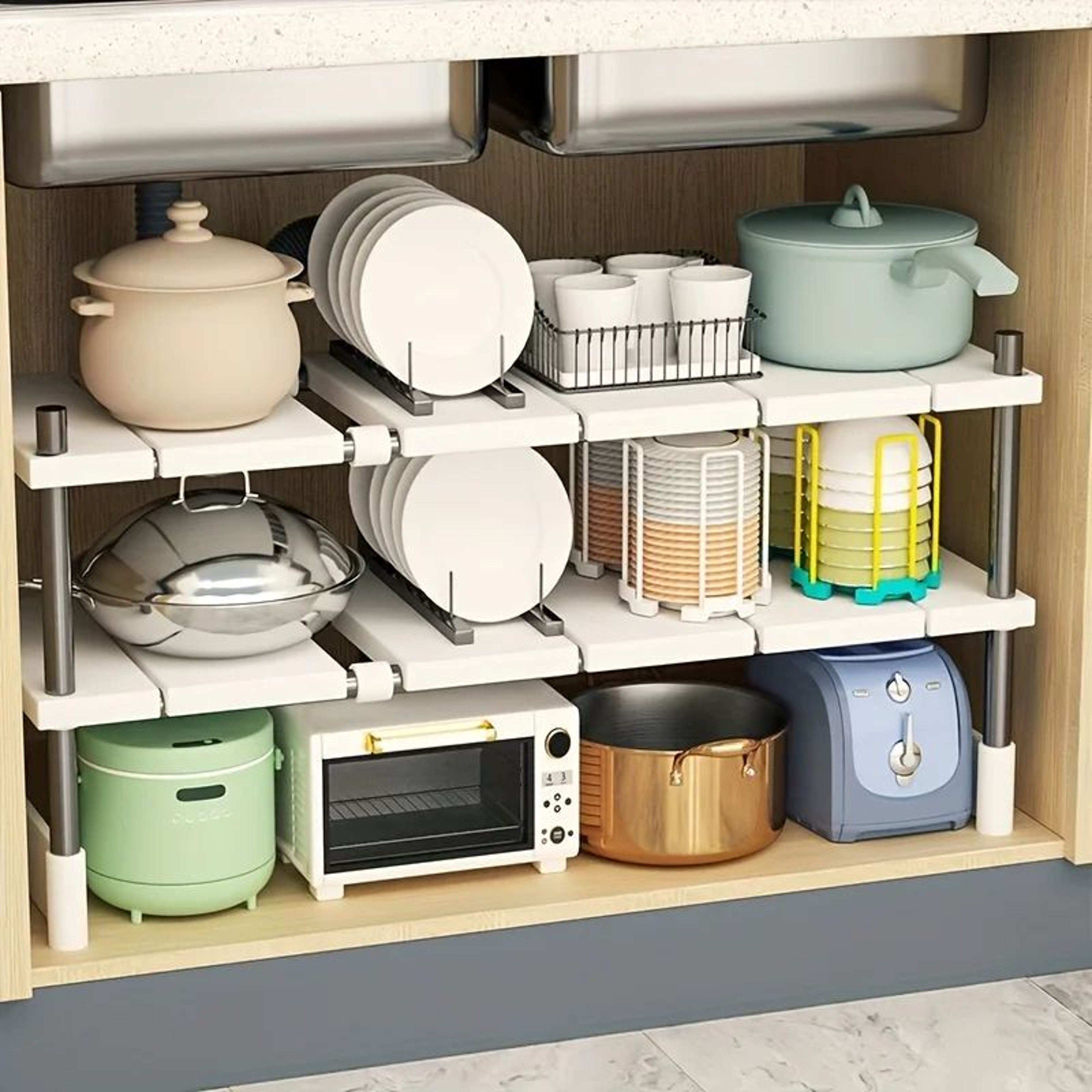 Adjustable Under Sink Storage Rack And Cabinet Organizer 5