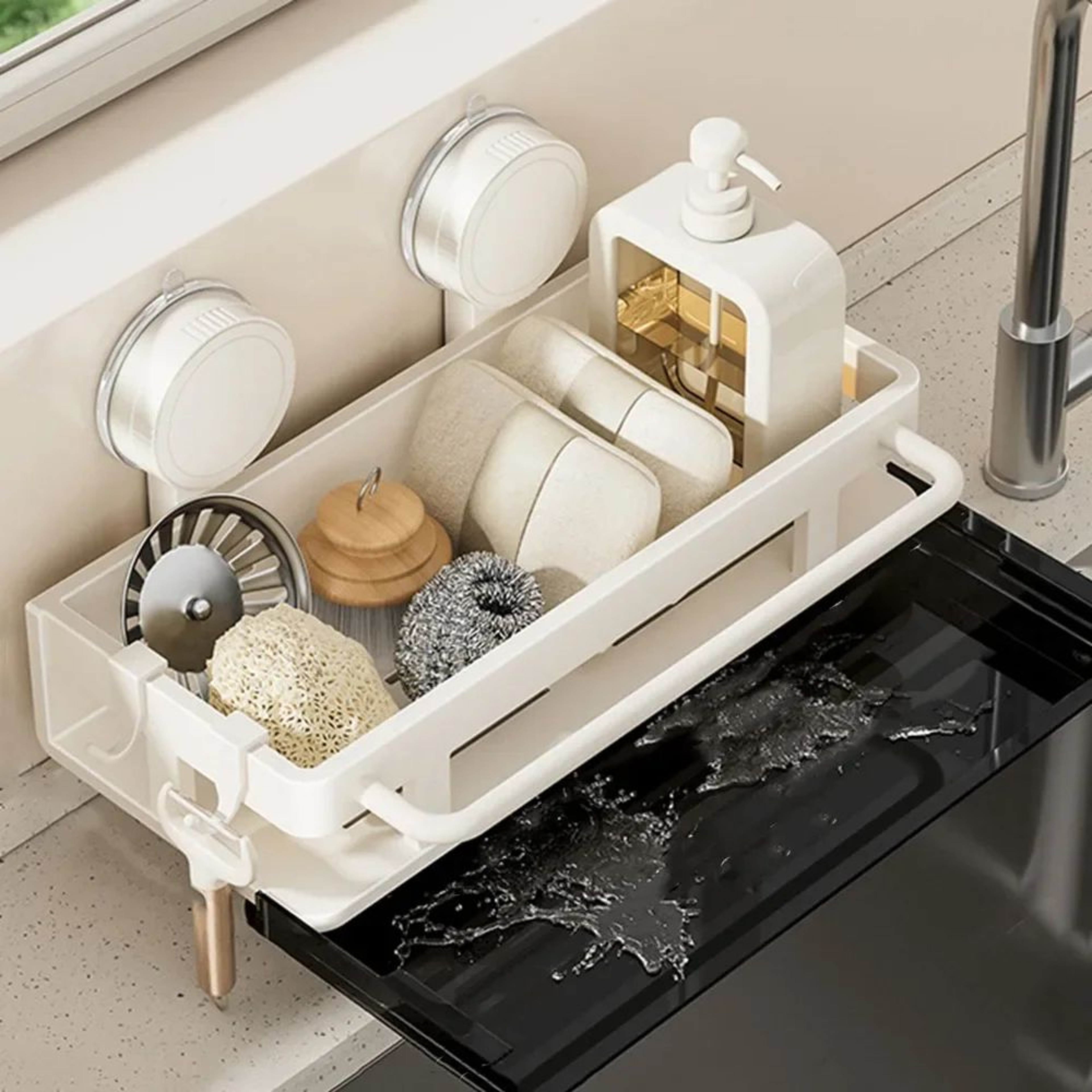 Suction Cup Wall Mounted Storage Shelf For Bathroom And Kitchen 9