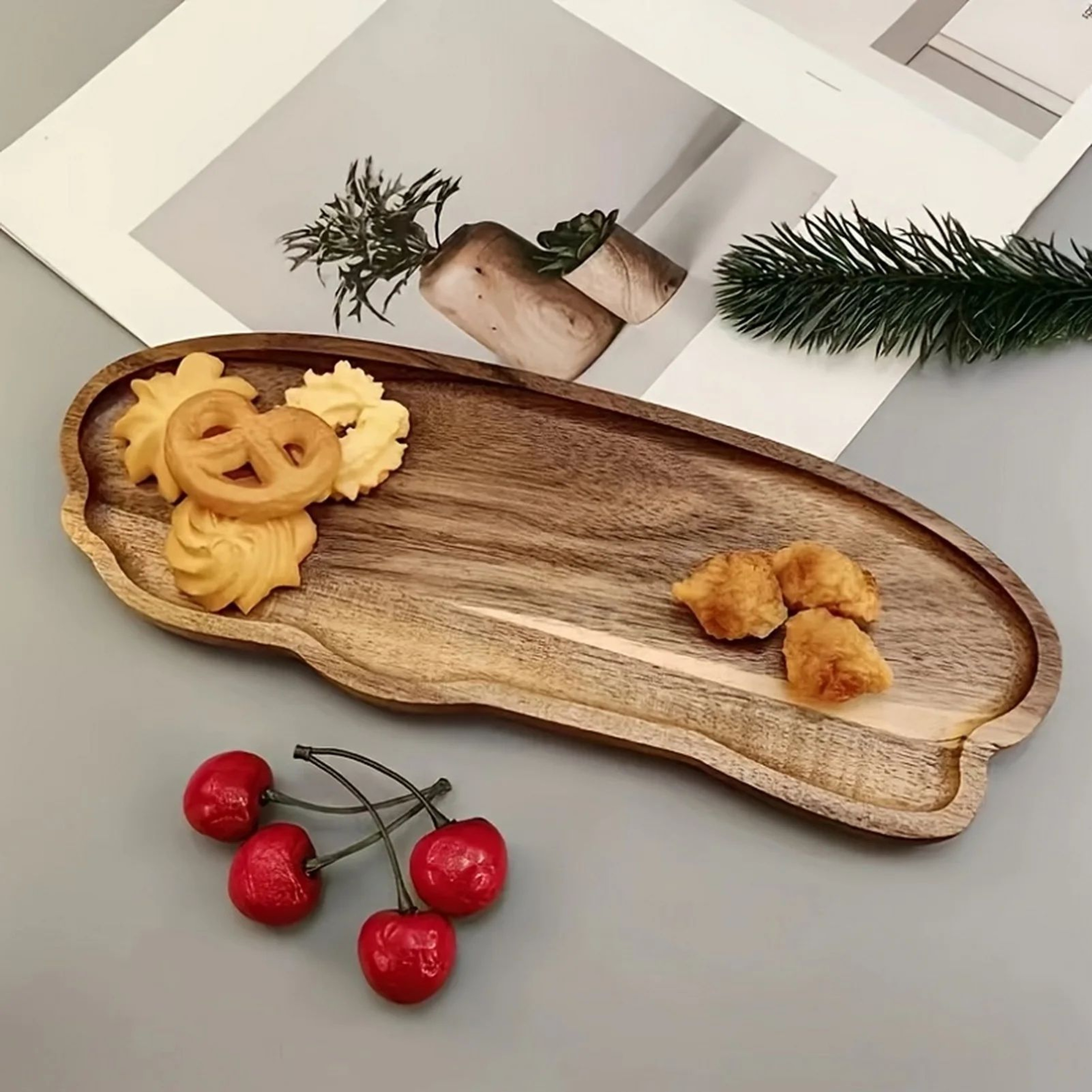 Japanese Cloud Shaped Wooden Serving Tray Decorative Organizer Plate 0
