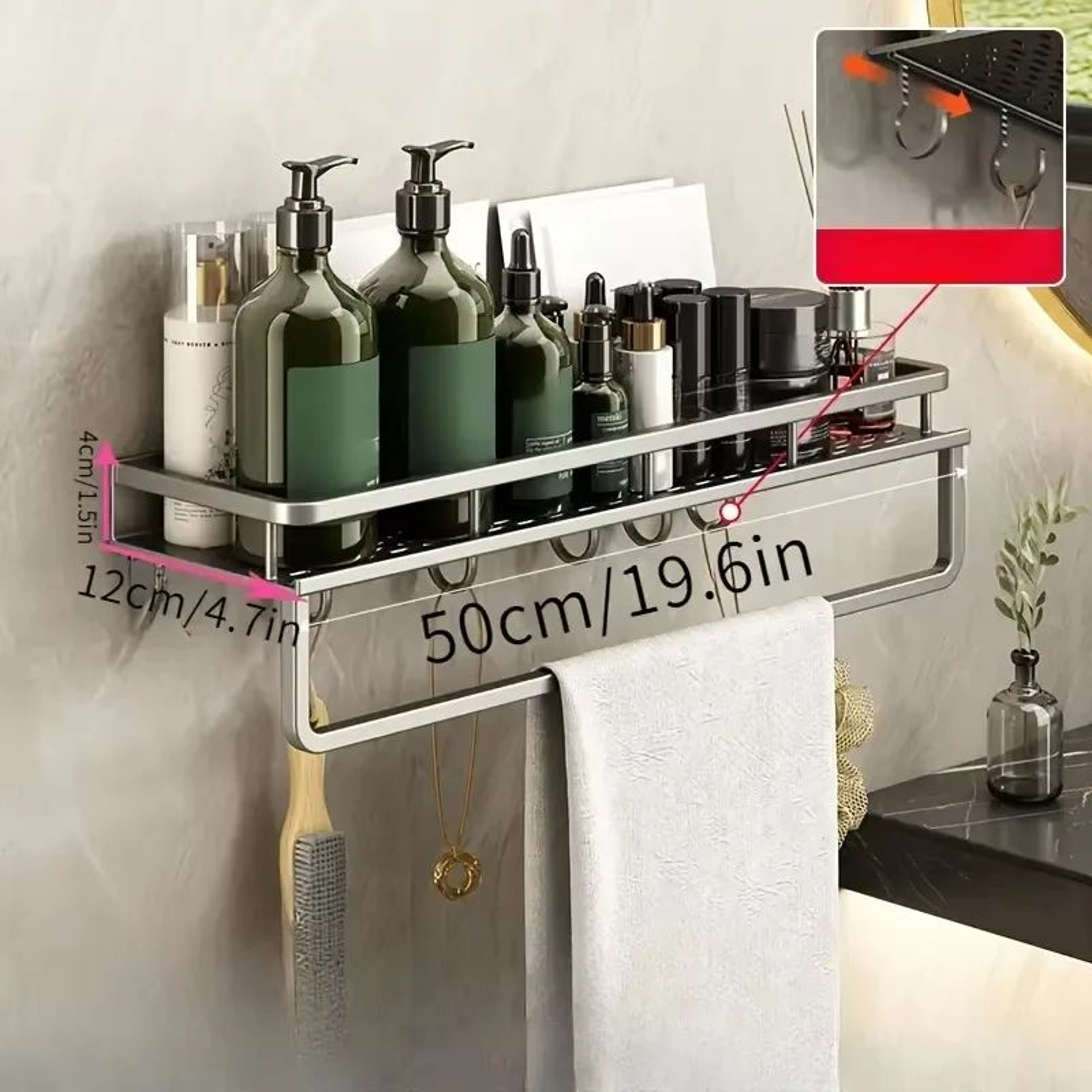 Aluminum Wall Mounted Spice Rack Kitchen Storage Shelf 8
