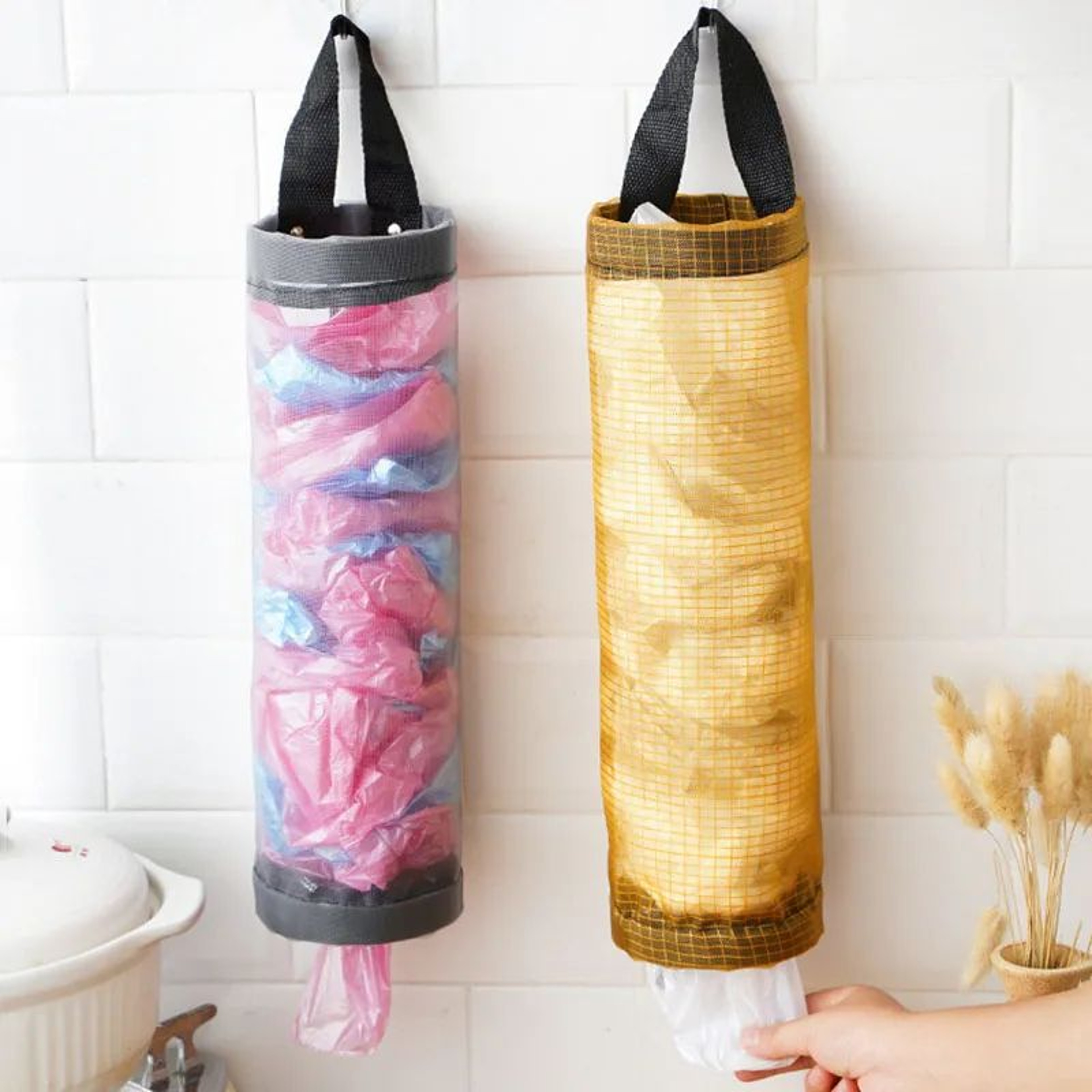 Wall Mounted Trash Bag Dispenser Kitchen Storage Organizer 3