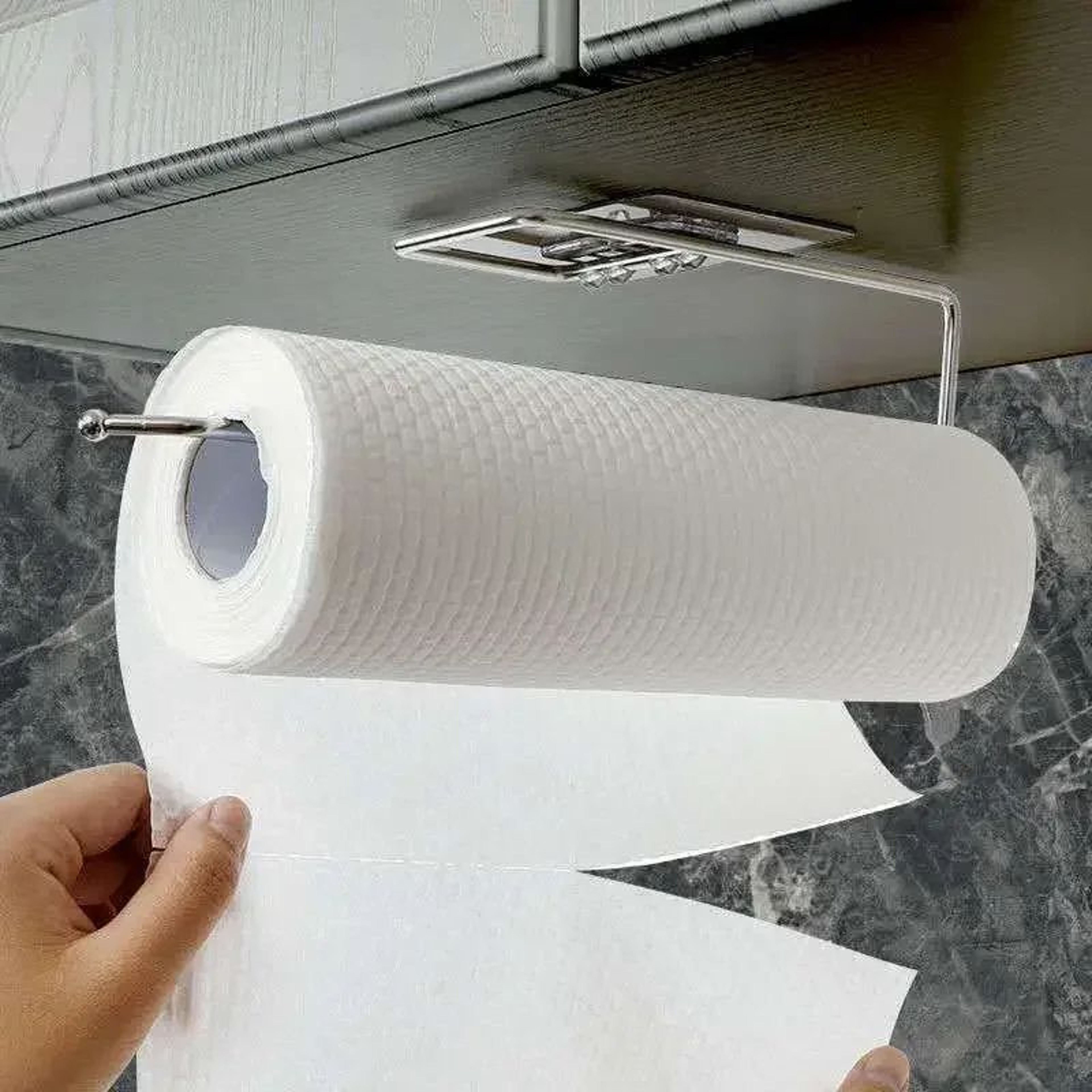 Under Cabinet Paper Towel Holder Self Adhesive Kitchen Organizer 1