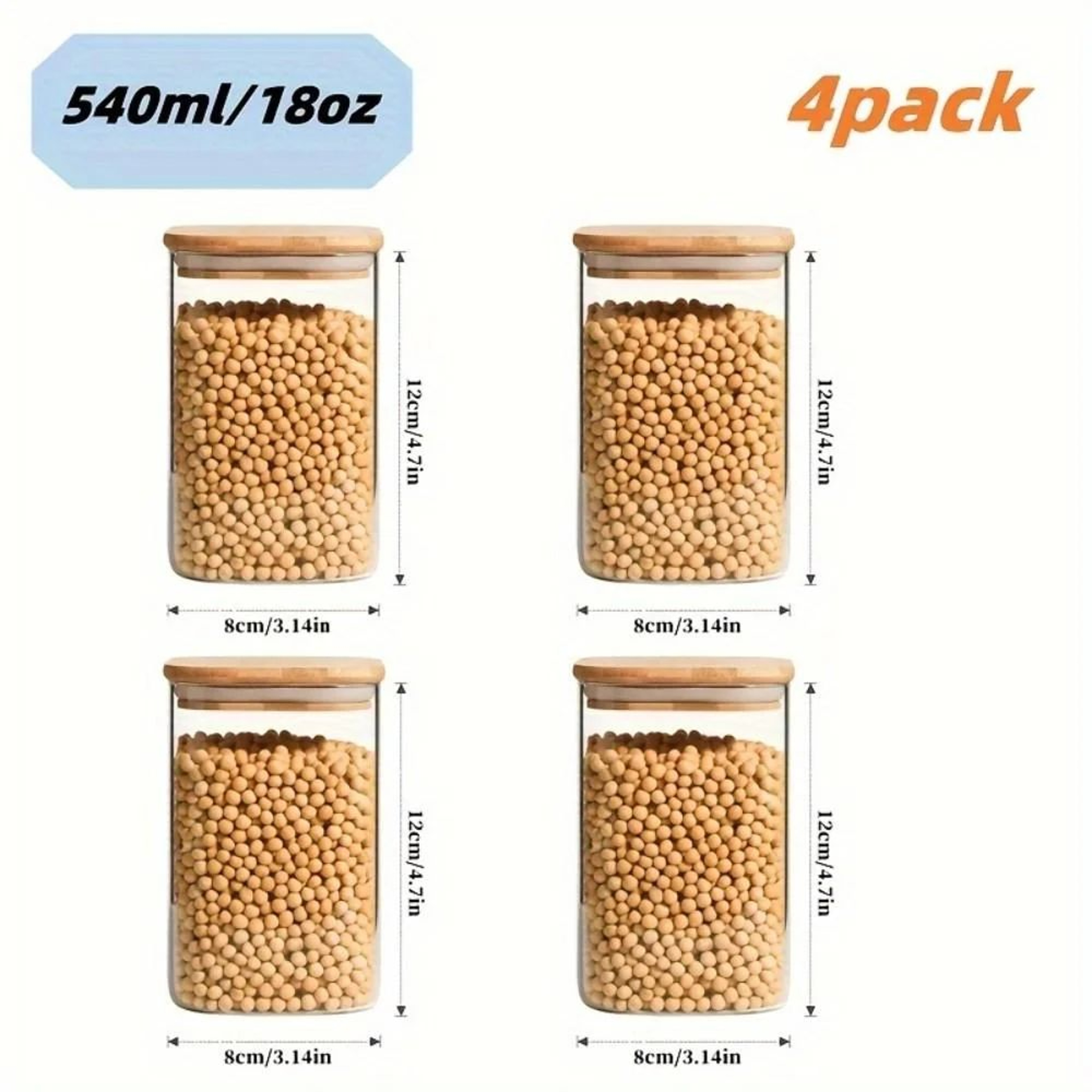 Glass Storage Jar Set With Bamboo Lids 11
