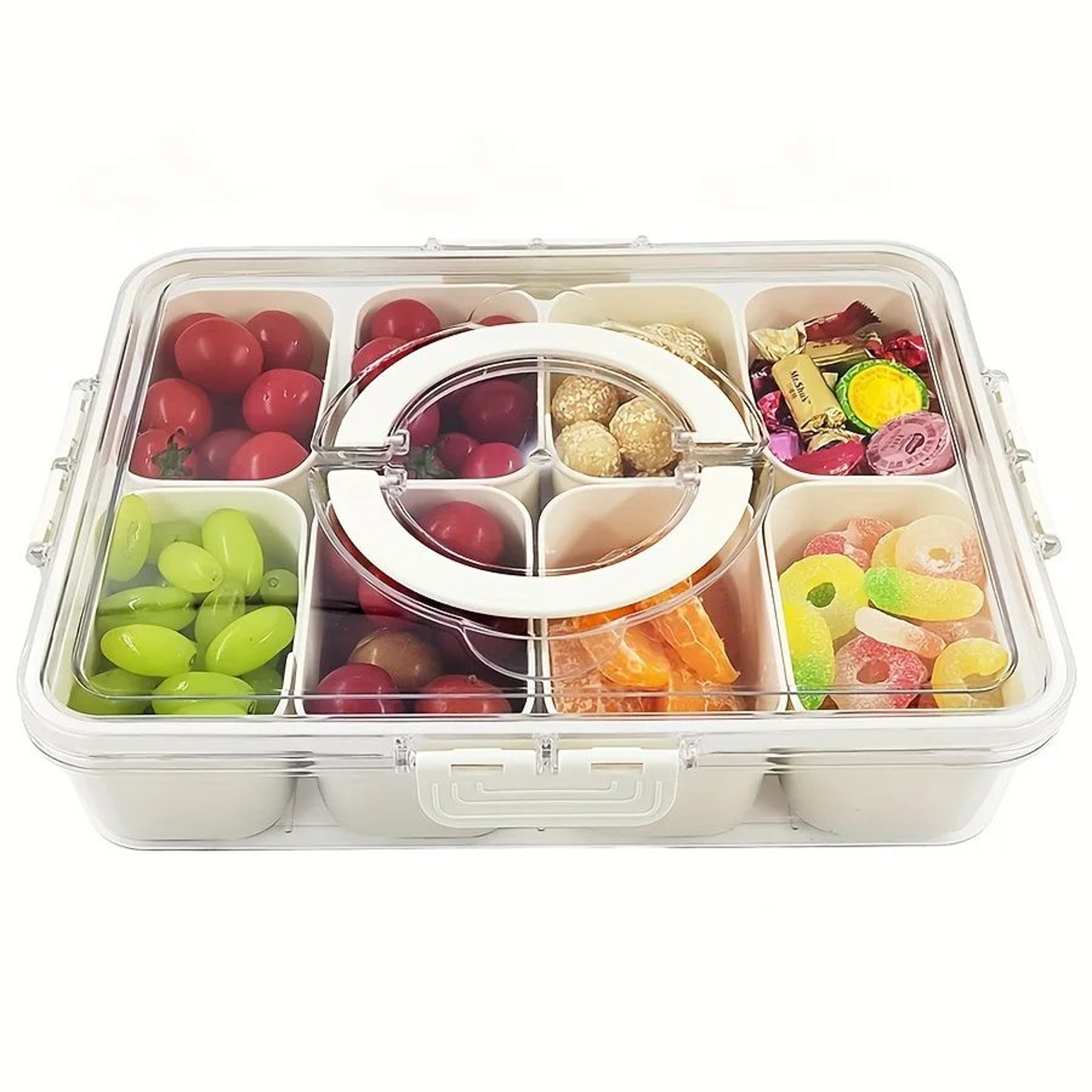 Rotating Snack Serving Tray With Lid 8