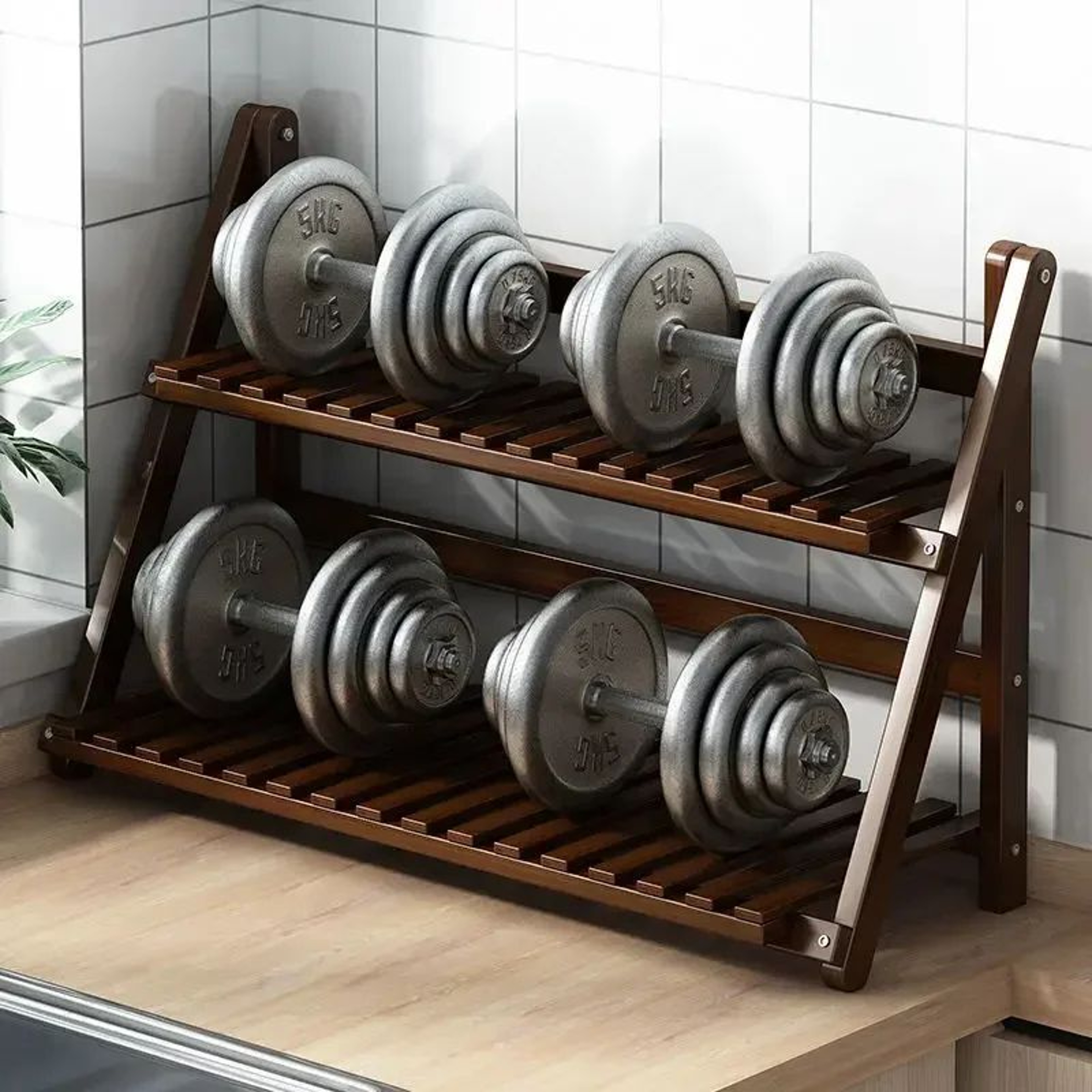 Bamboo Two Tier Countertop Storage Rack 3