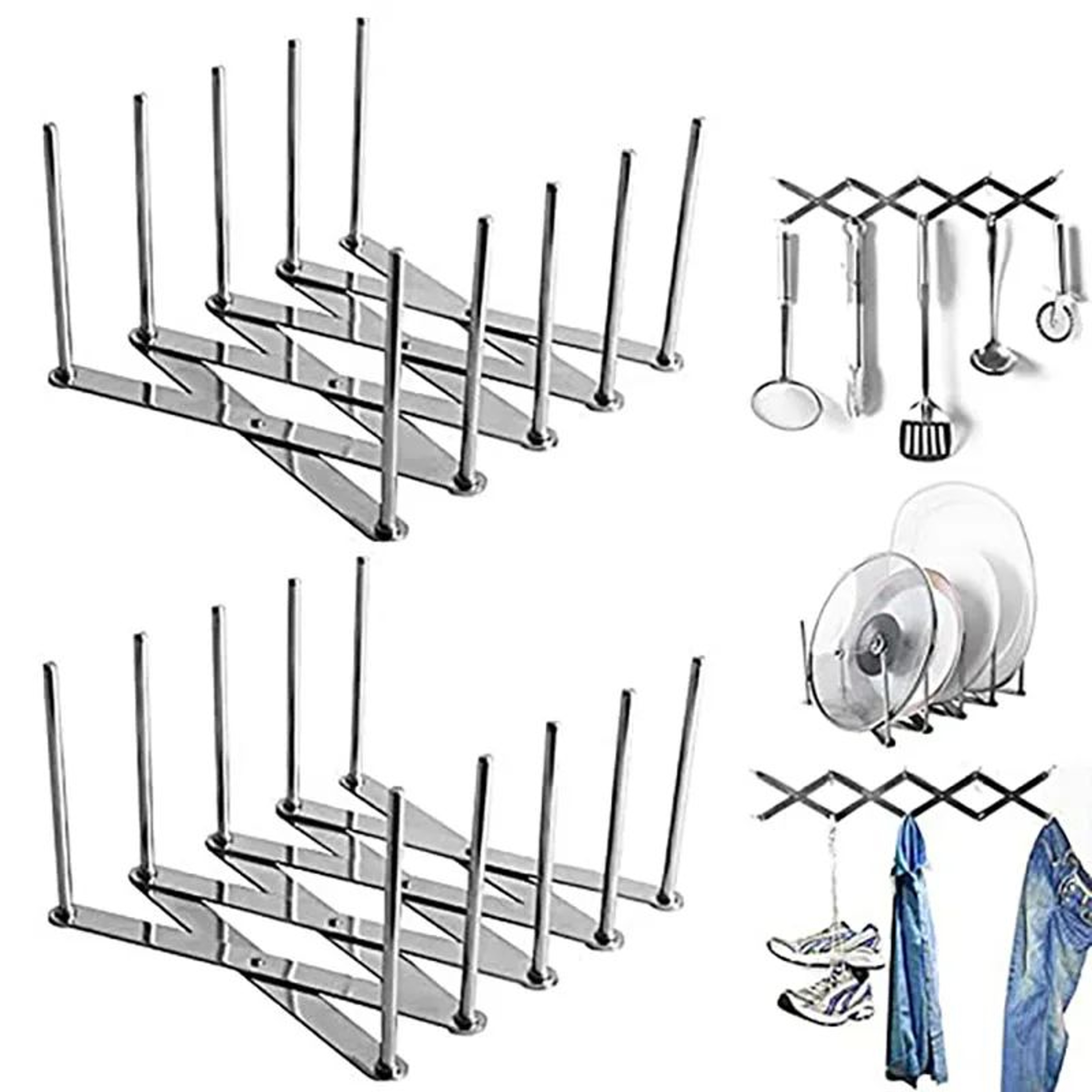 Adjustable Pan Lid And Plate Organizer Rack 2