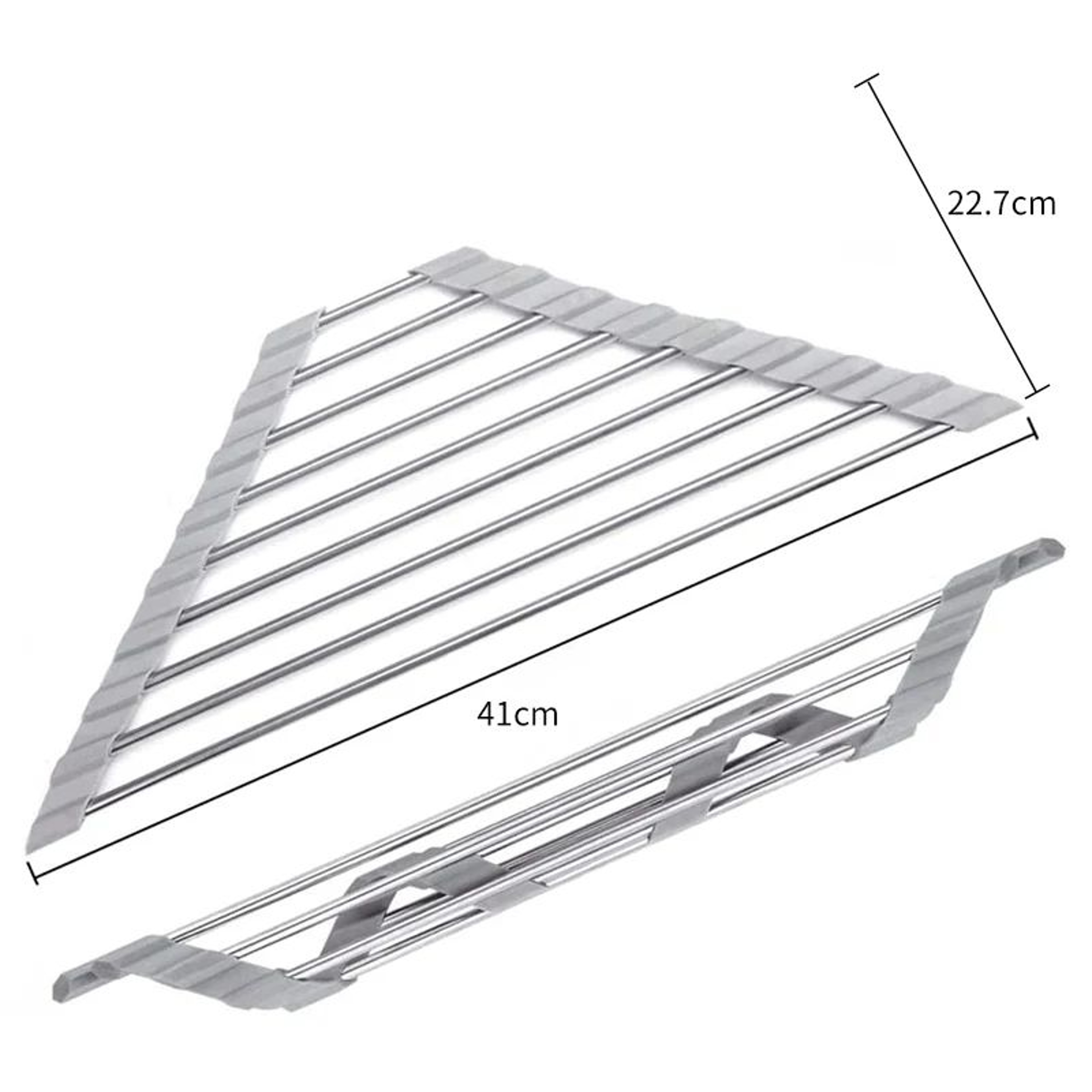 Triangle Roll Up Dish Drying Rack Corner Sink Organizer 5