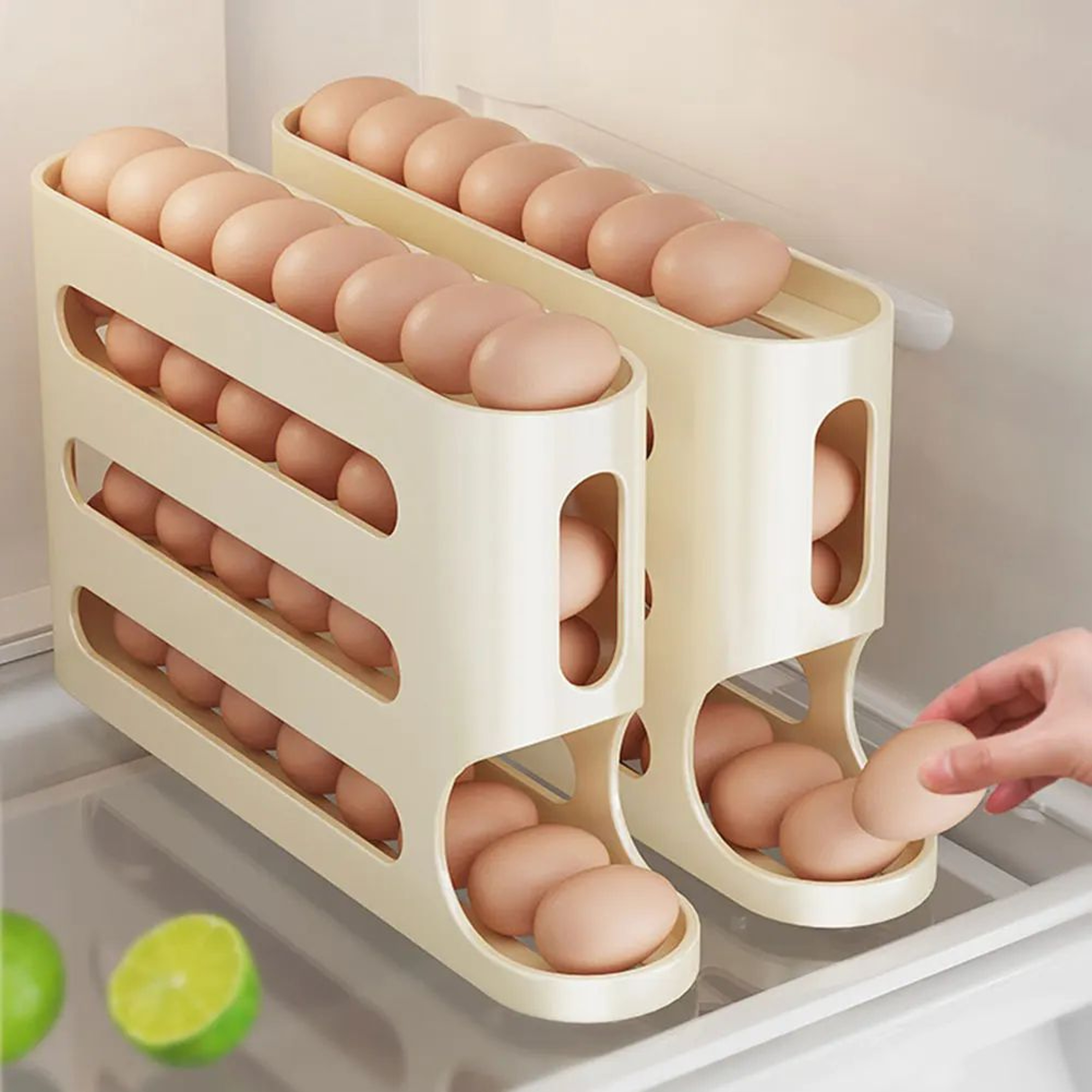 4 Layer Auto Rolling Egg Organizer For Refrigerator Storage 2