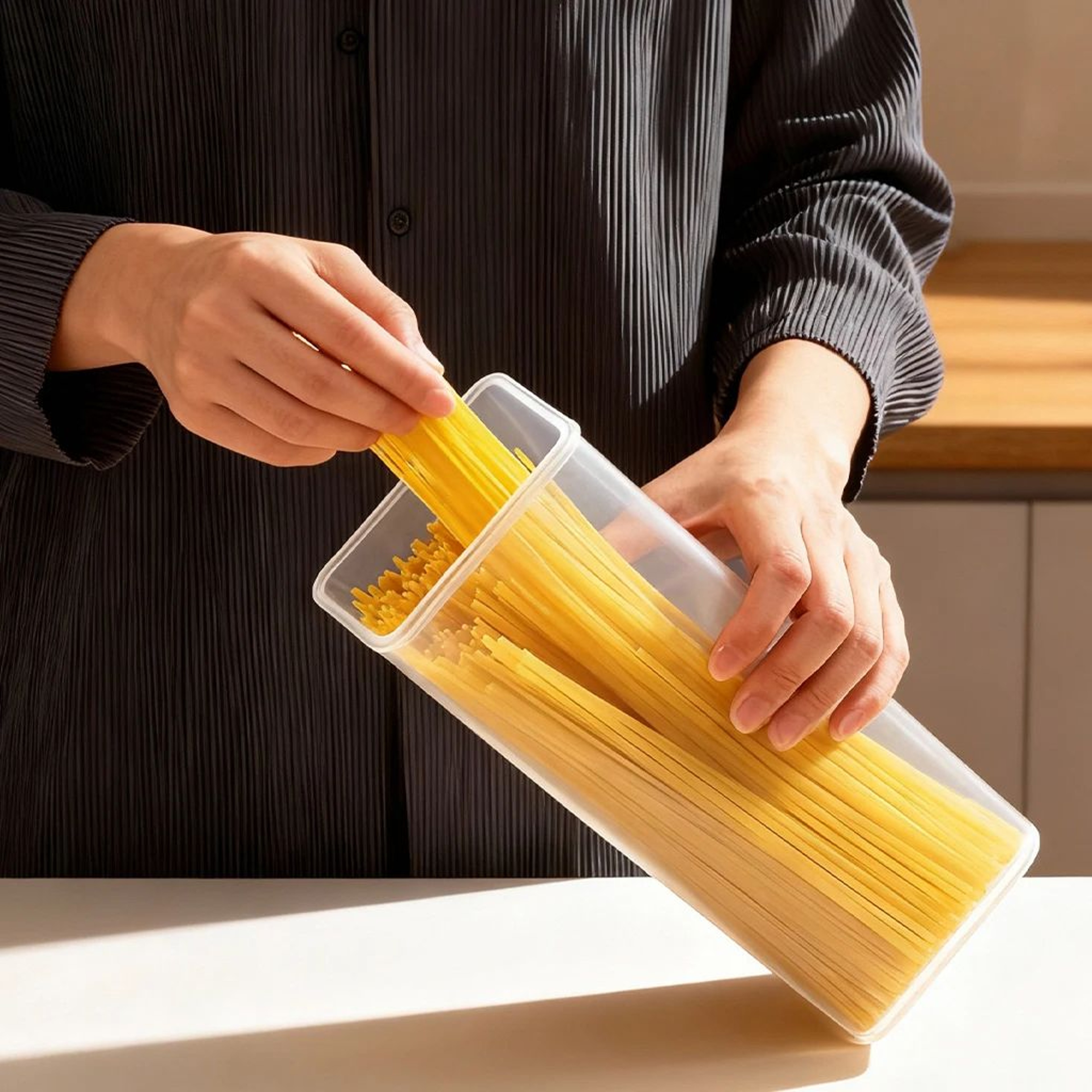 Airtight Pasta Storage Container With Handle For Spaghetti And Noodles 2