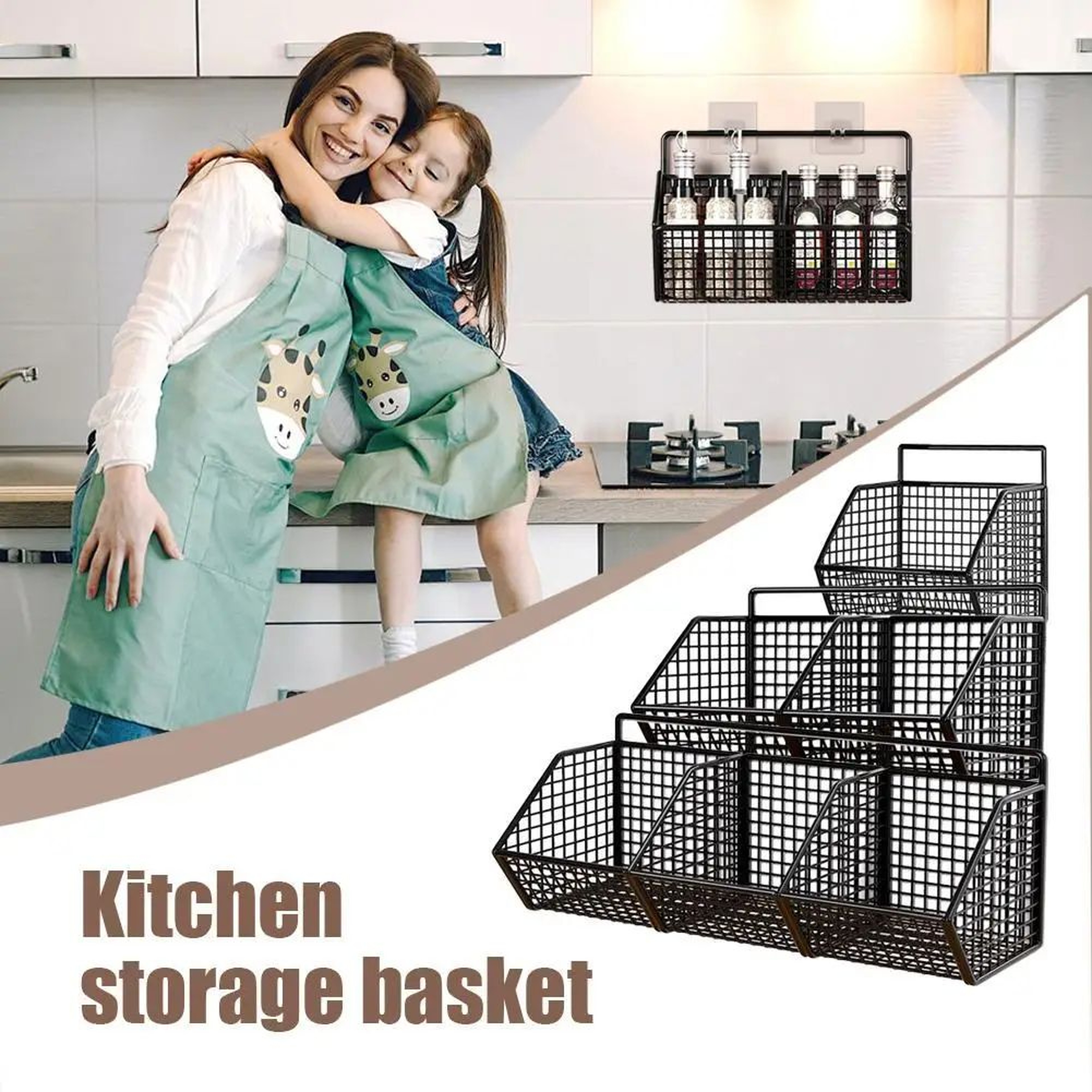 Wall Mount Kitchen Storage Basket With Drain Design 0
