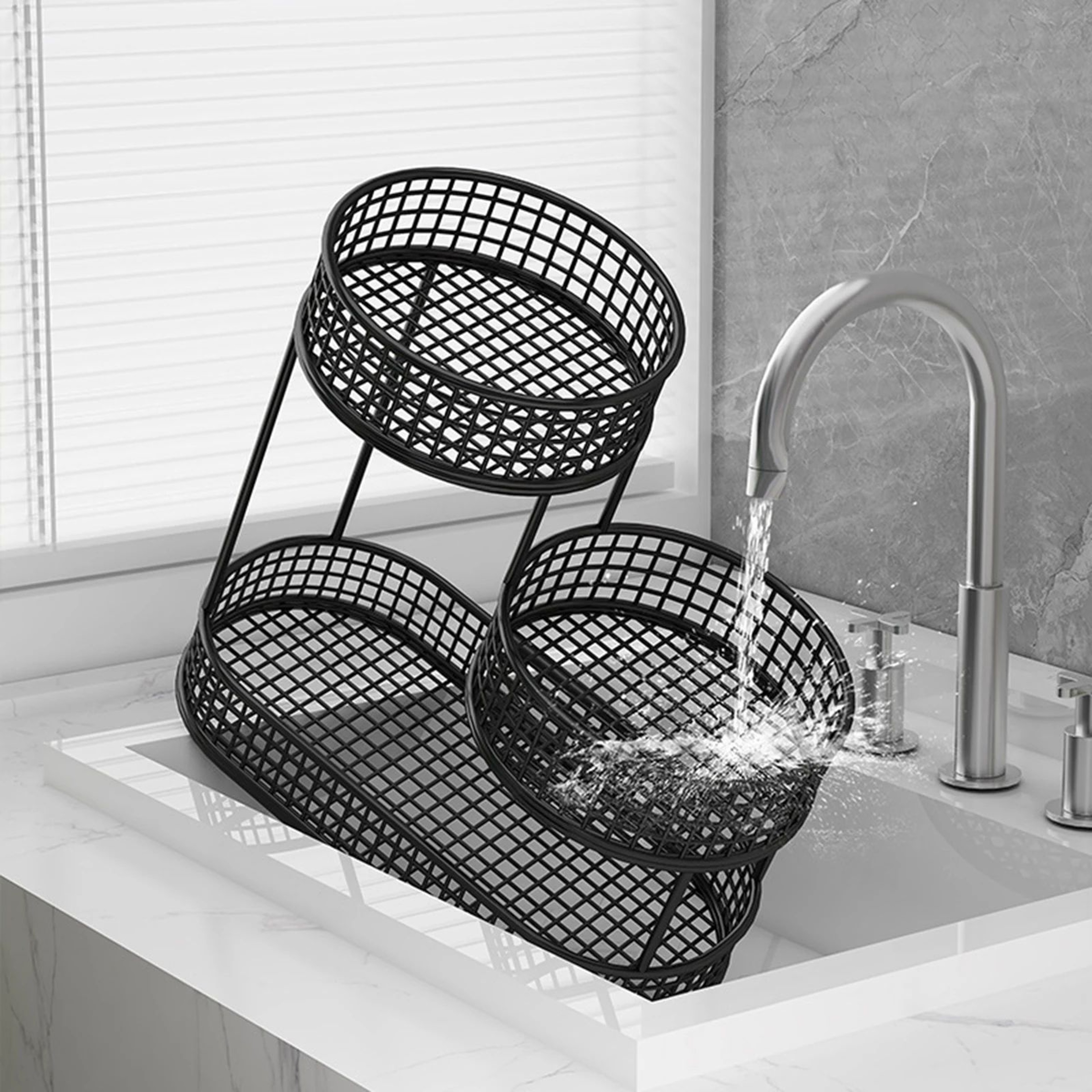Metal Fruit Basket Countertop Storage Rack 5