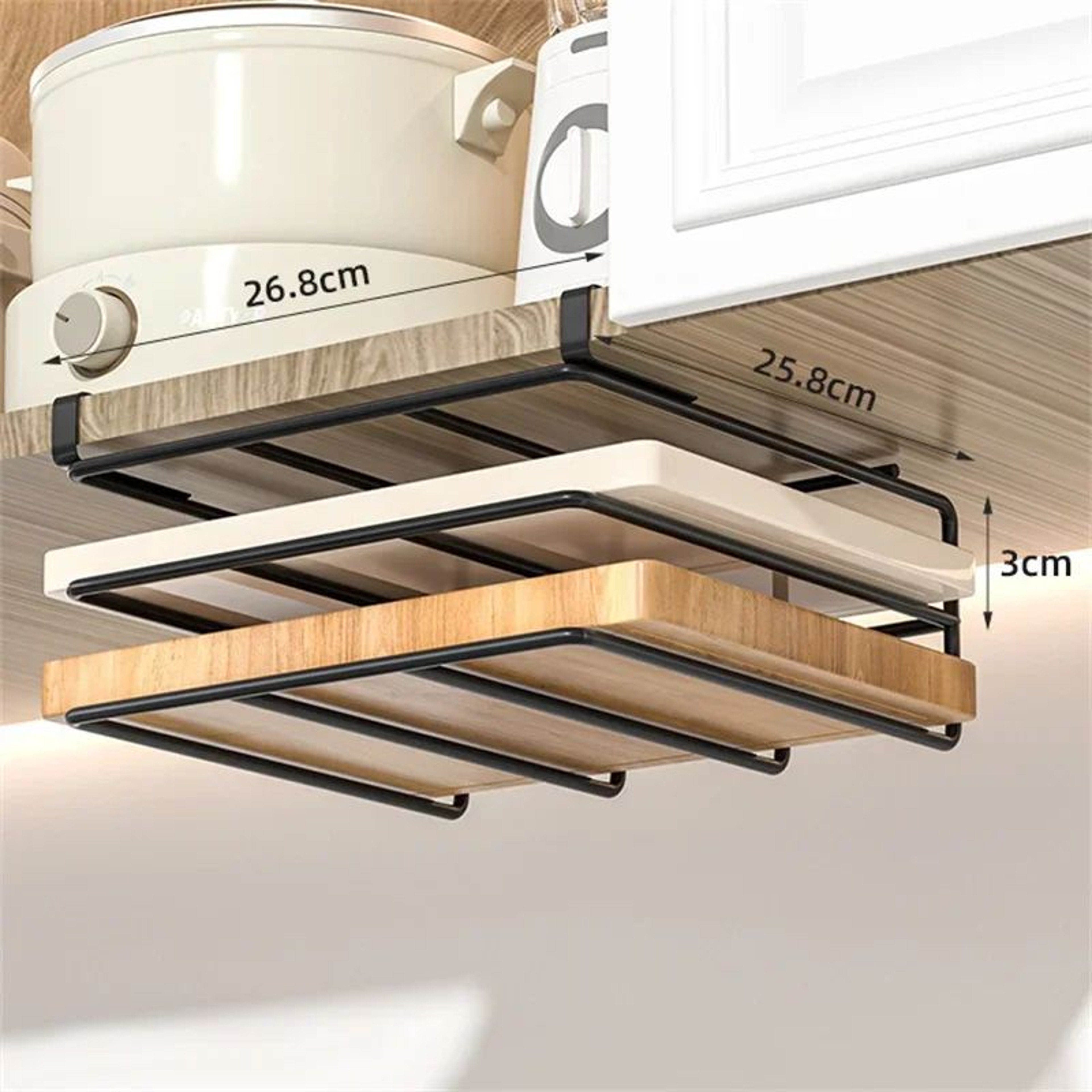 Stainless Steel Kitchen Hanging Organizer Rack With Paper Towel Holder 7