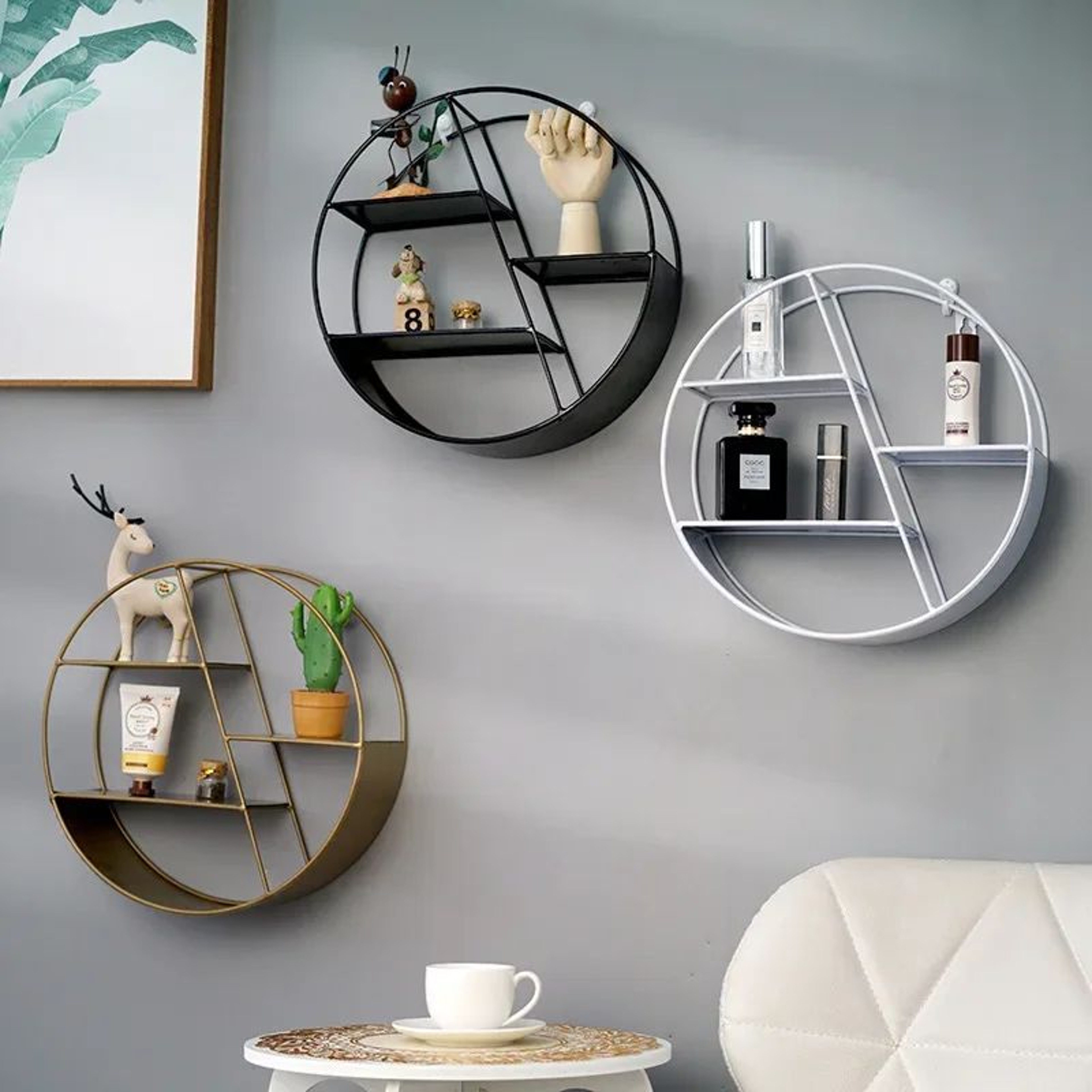 Circular Floating Wall Shelf Decorative Plant Display Rack 0