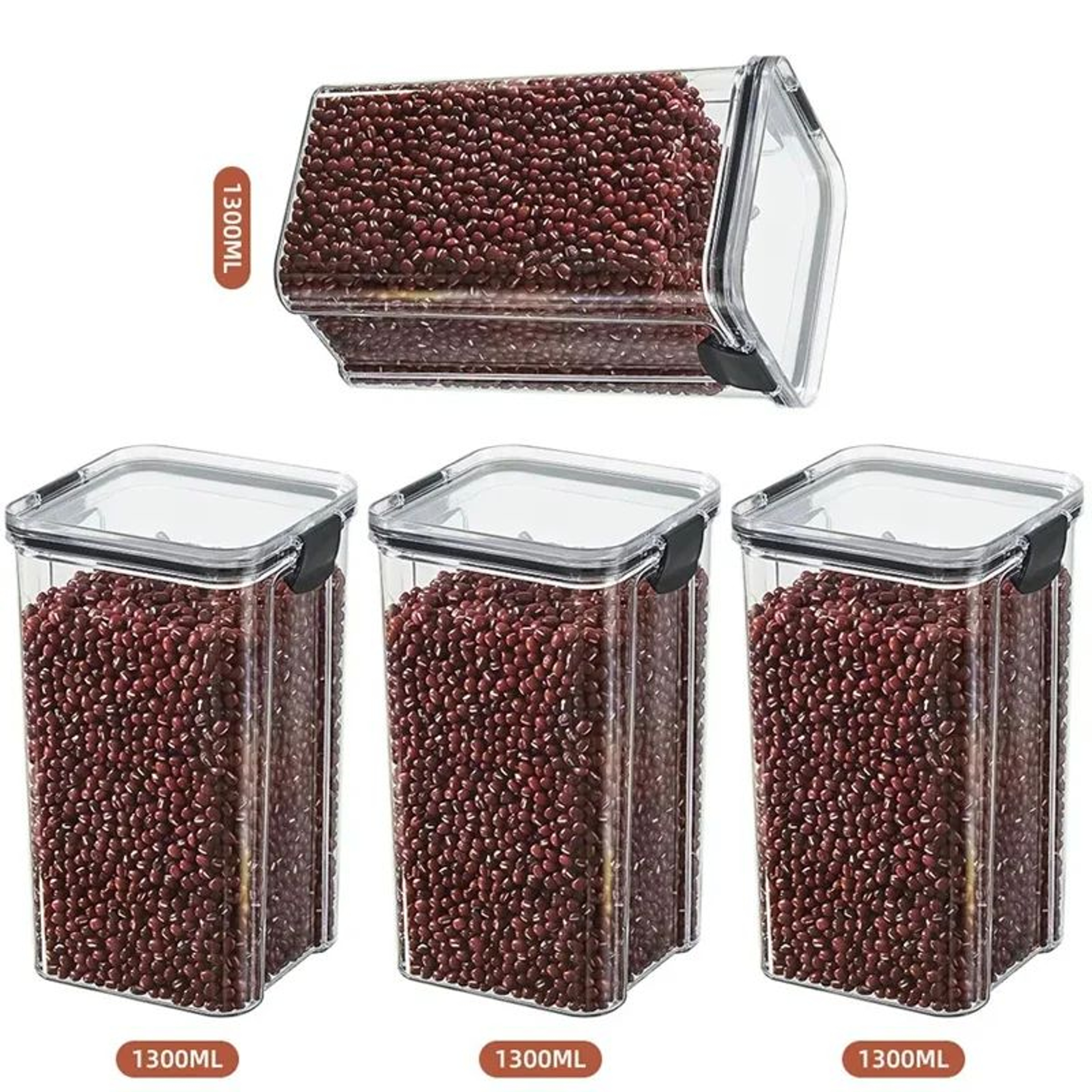 Airtight Food Storage Container Transparent Kitchen Storage Jar 17