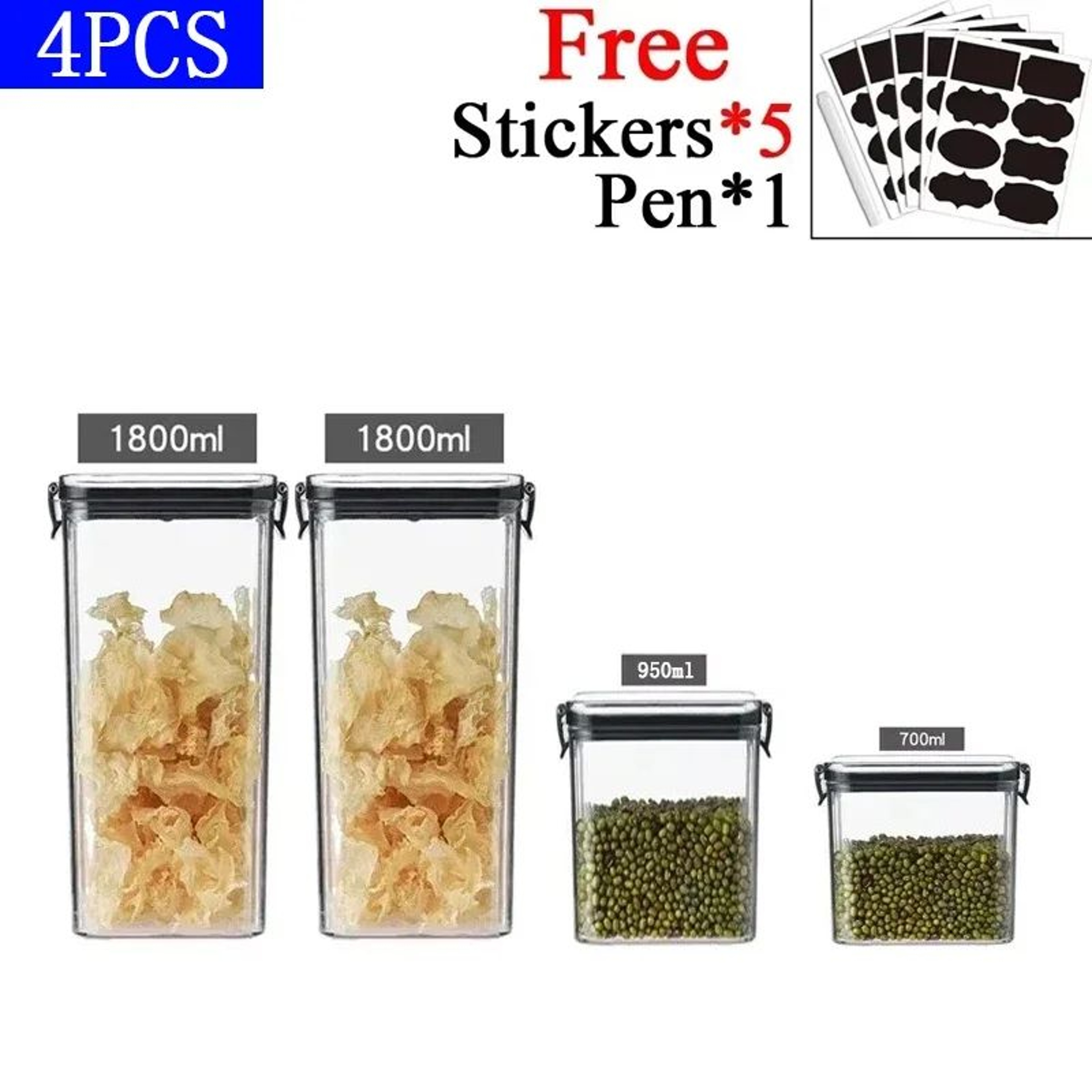 Airtight Food Storage Container Transparent Kitchen Storage Jar 25