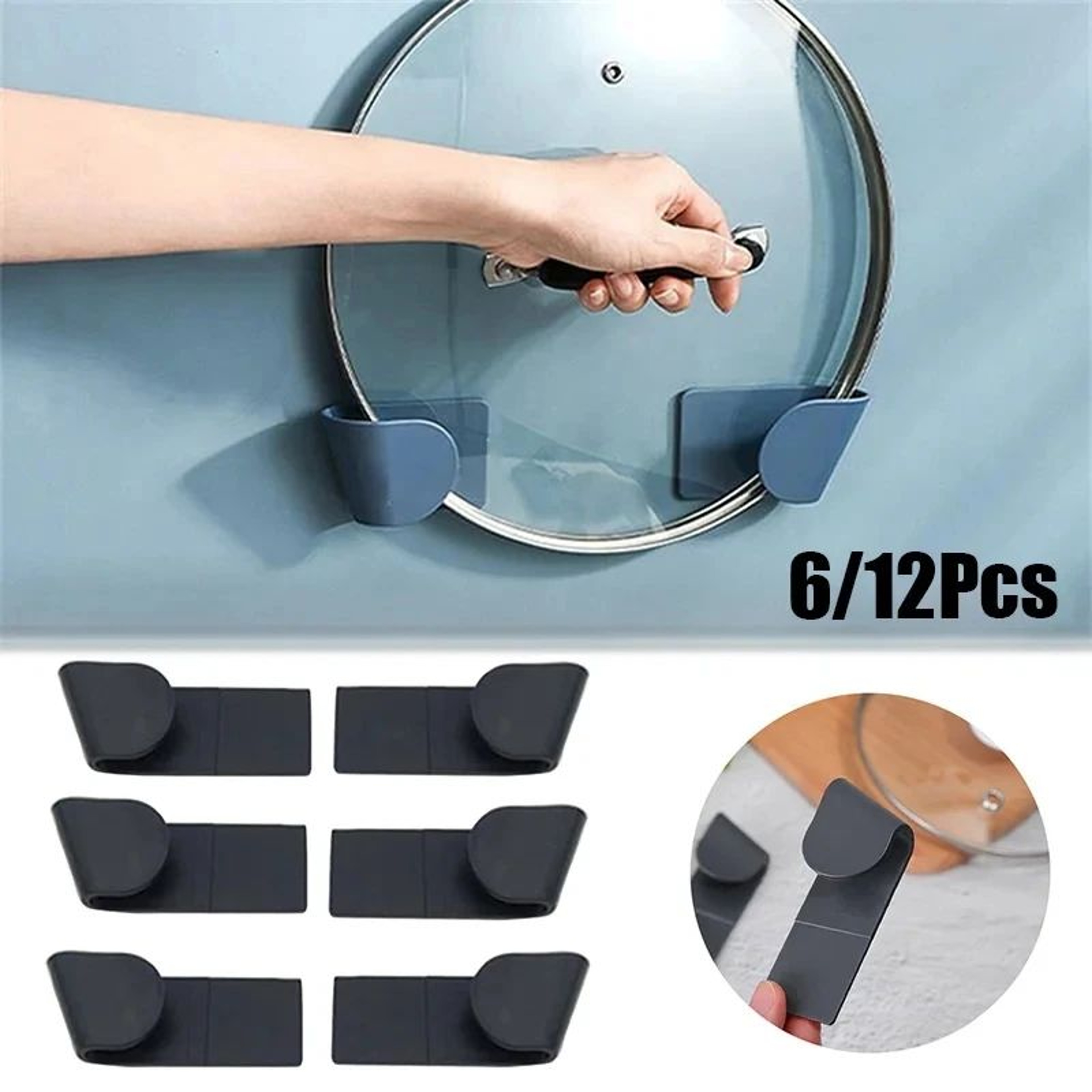 Self Adhesive Pot Lid Holder Set Kitchen Organizer Rack 0