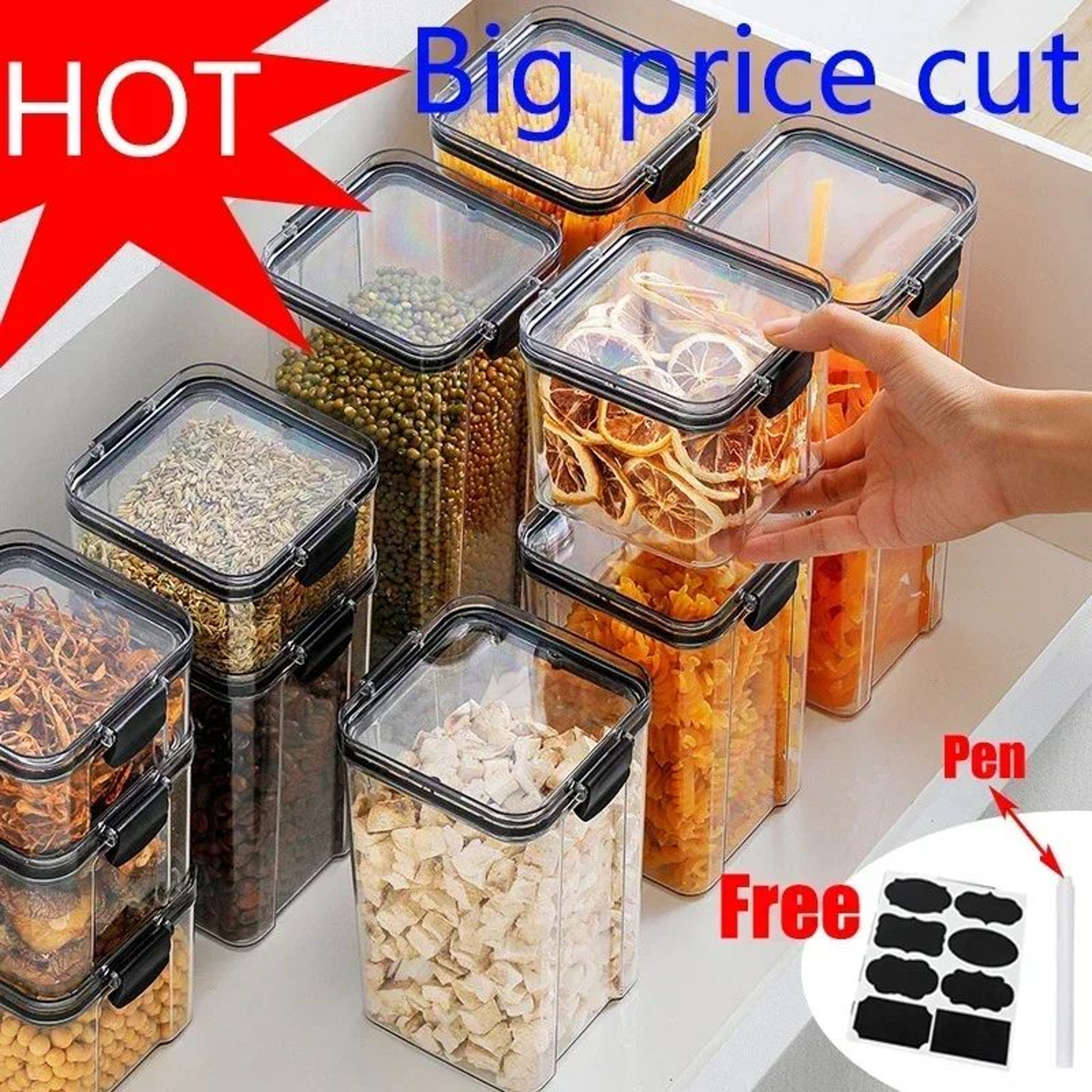 Stackable Airtight Food Storage Containers Kitchen Pantry Storage Jars 0