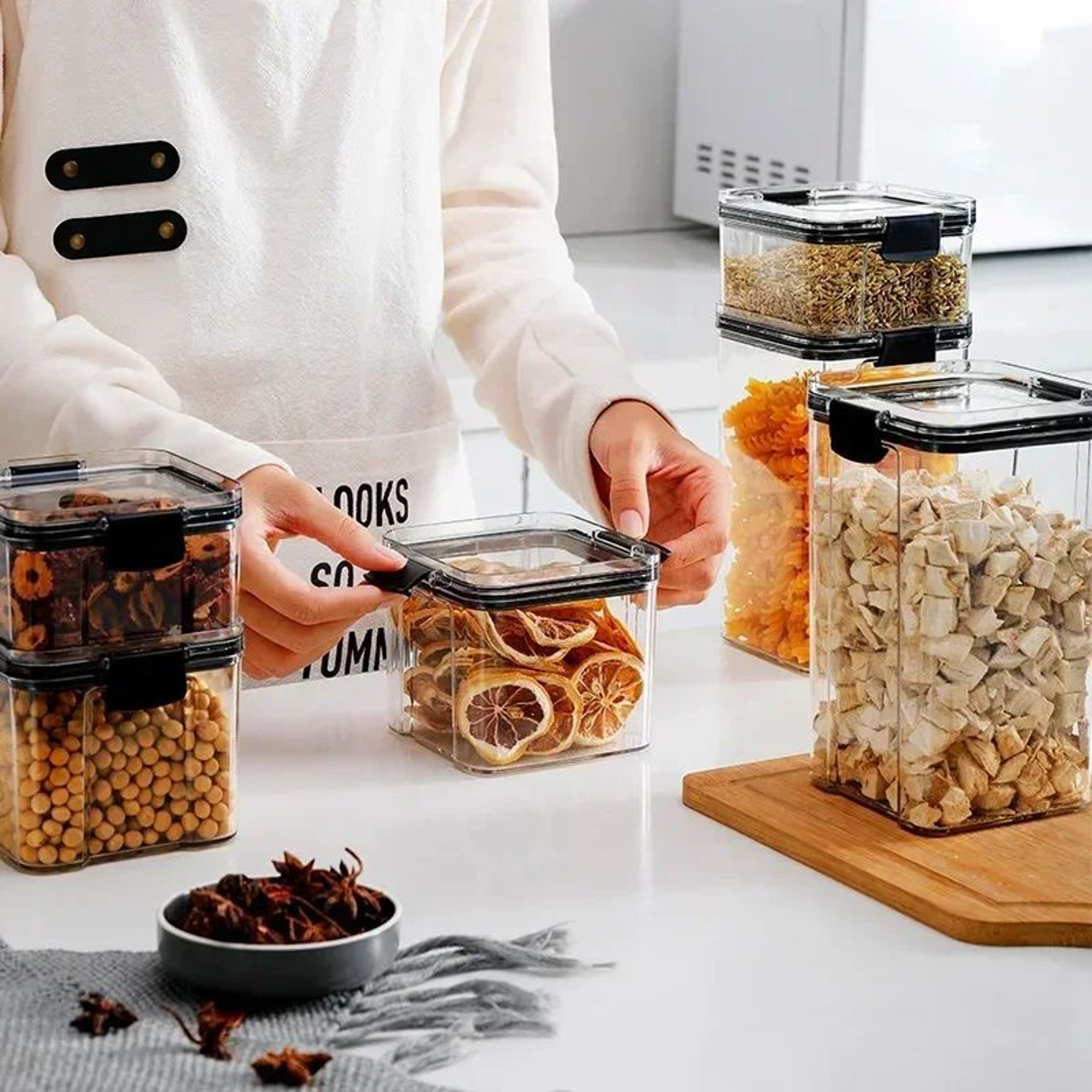 Stackable Airtight Food Storage Containers Kitchen Pantry Storage Jars 1