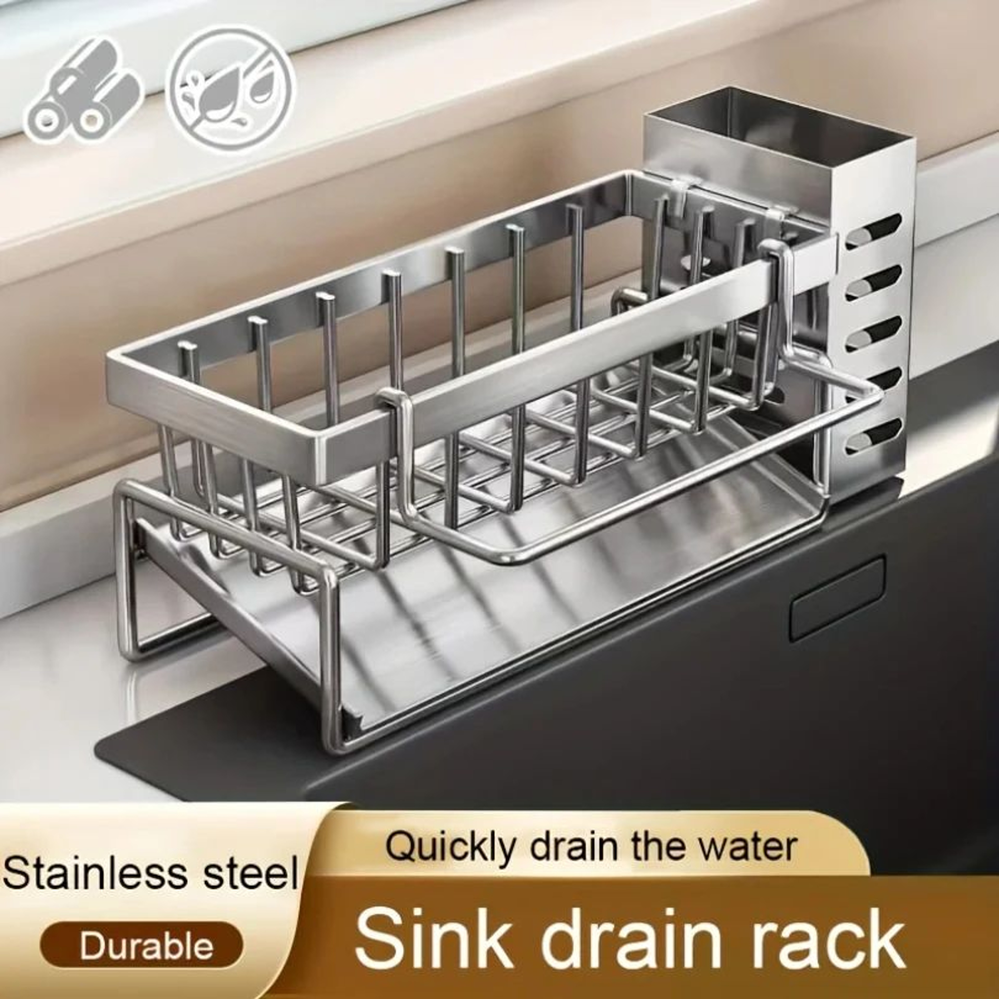 Stainless Steel Sink Organizer Sponge Holder Kitchen Drain Rack 0