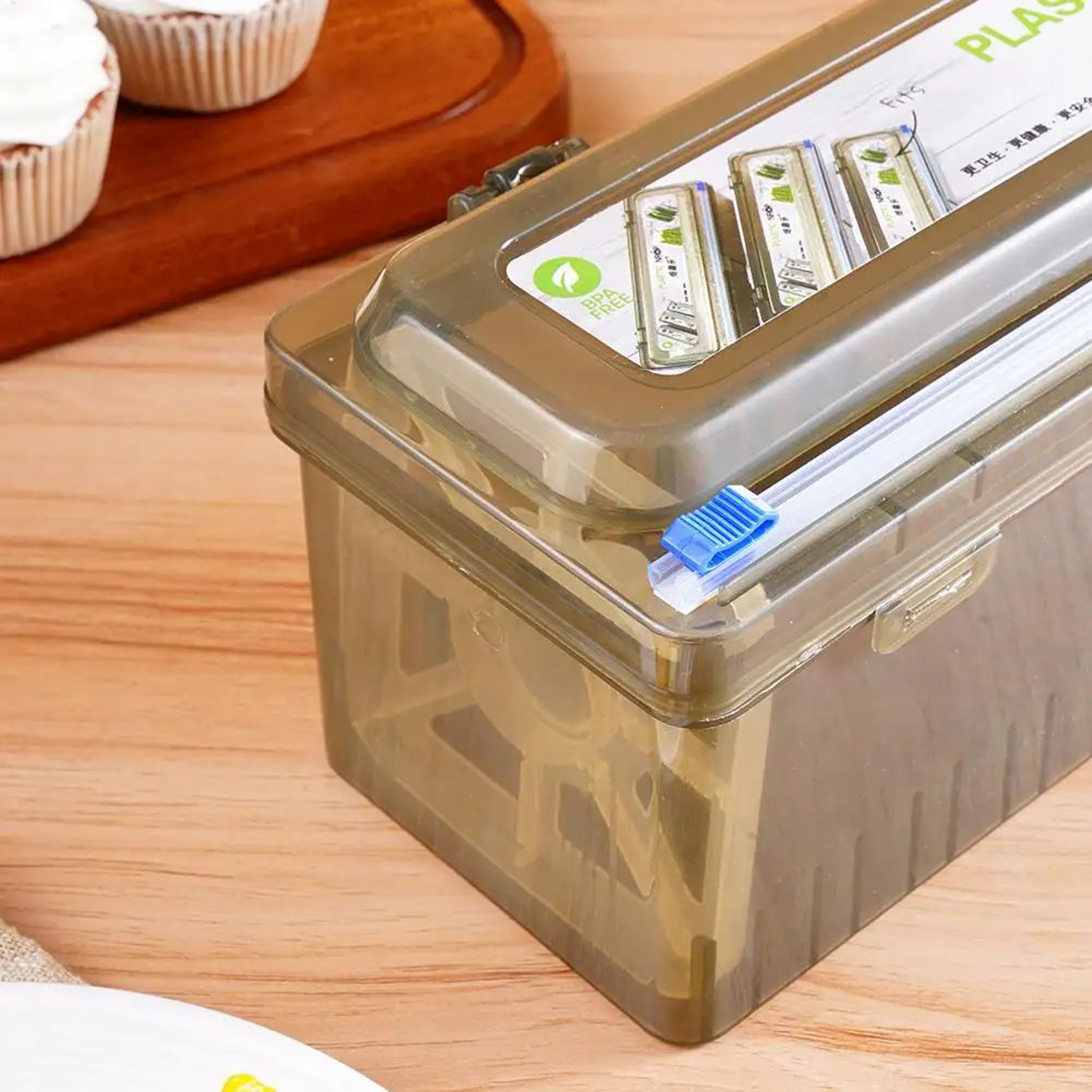 Plastic Cling Wrap Dispenser Foil And Plastic Wrap Cutter Organizer 1