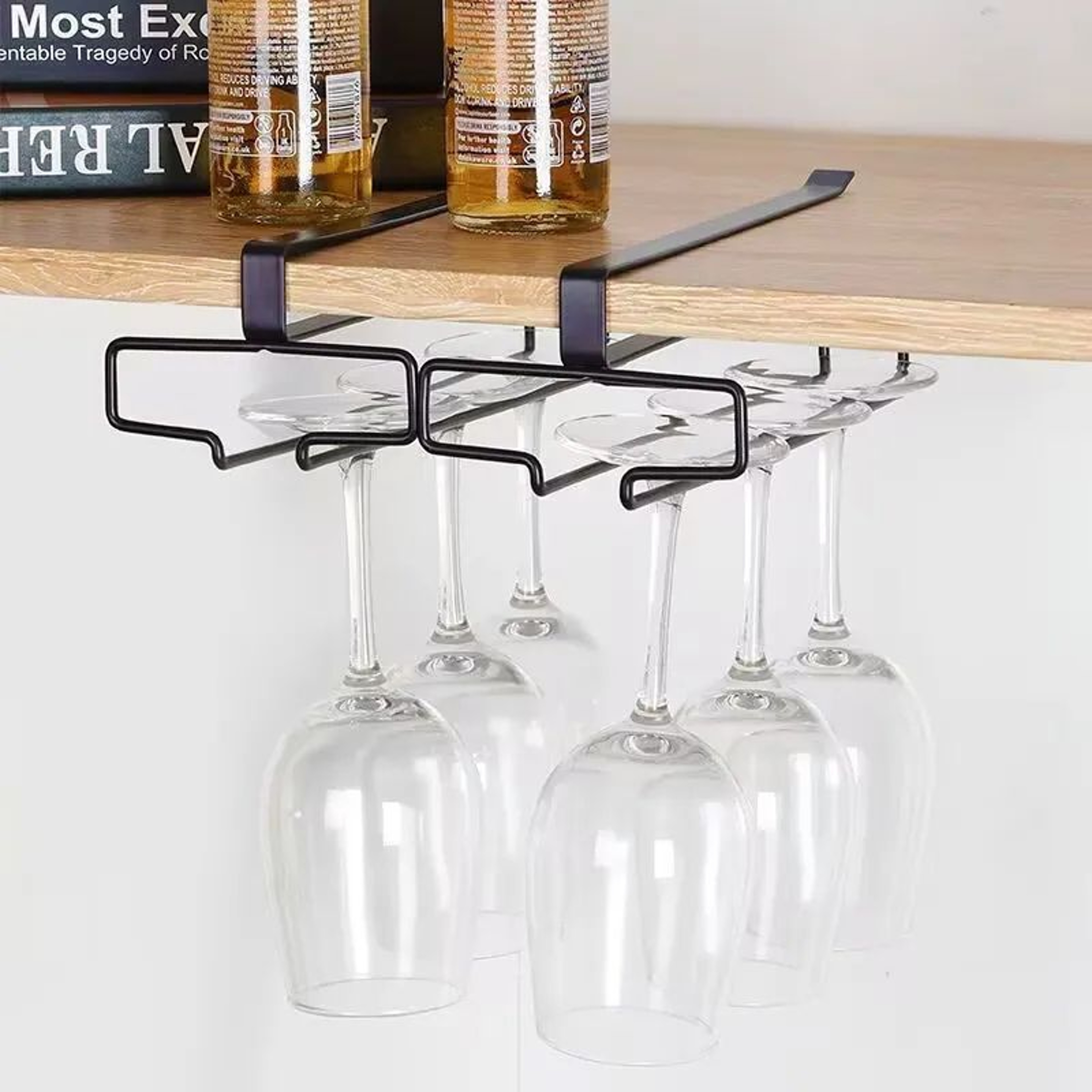 Under Cabinet Wine Glass Rack Hanging Stemware Holder Storage Rack 1