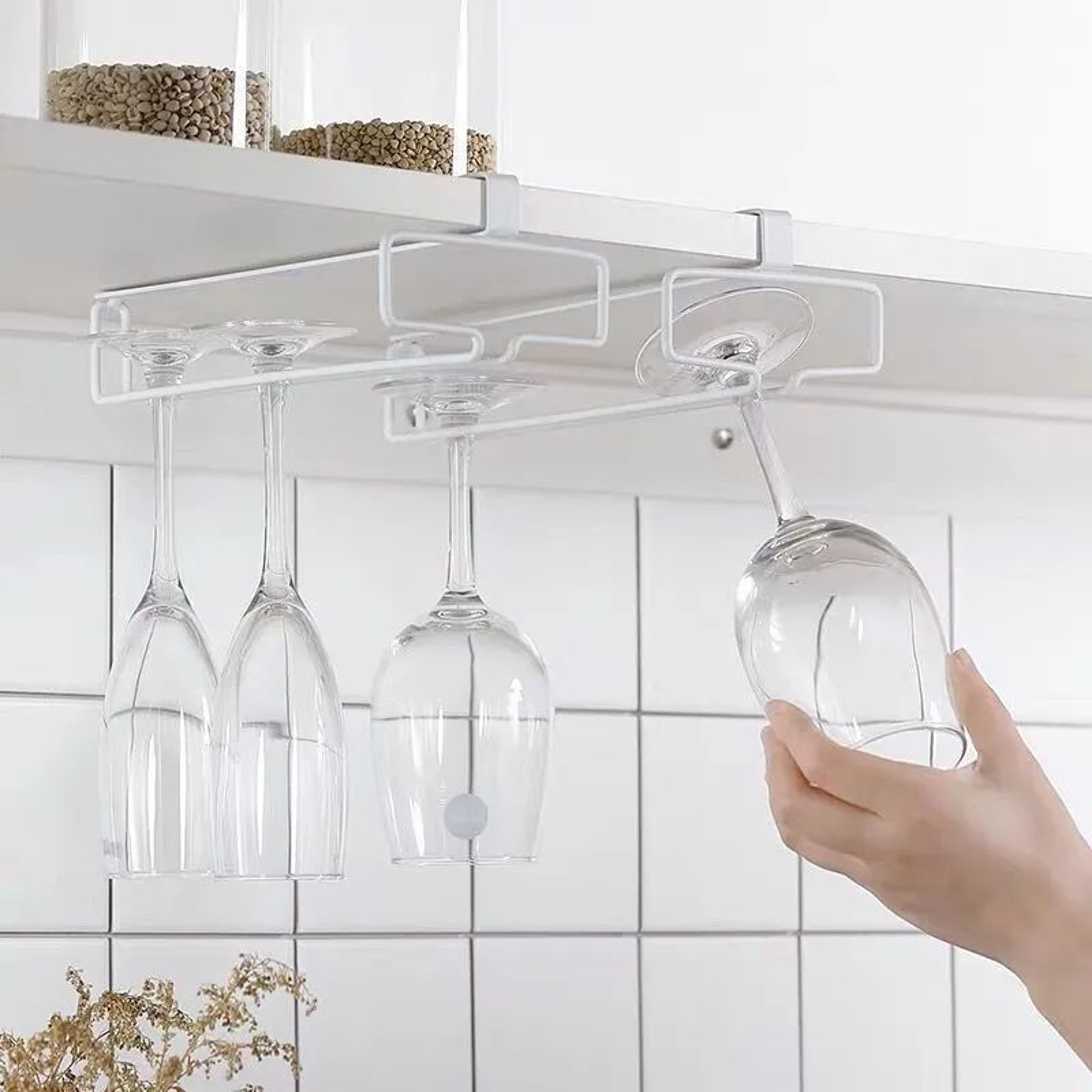 Under Cabinet Wine Glass Rack Hanging Stemware Holder Storage Rack 3