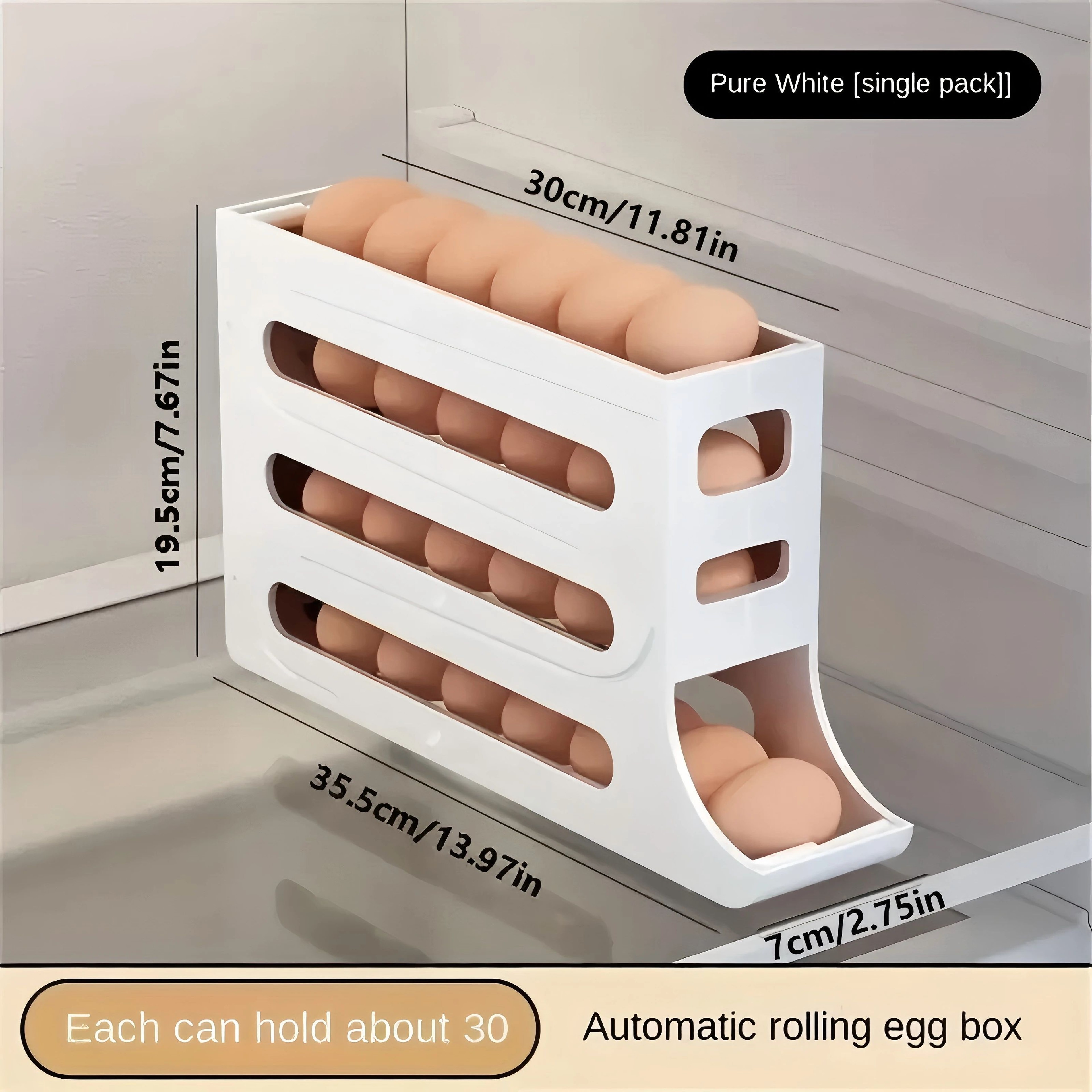 4 Tier Automatic Egg Holder For Fridge Rolling Egg Storage Rack 5