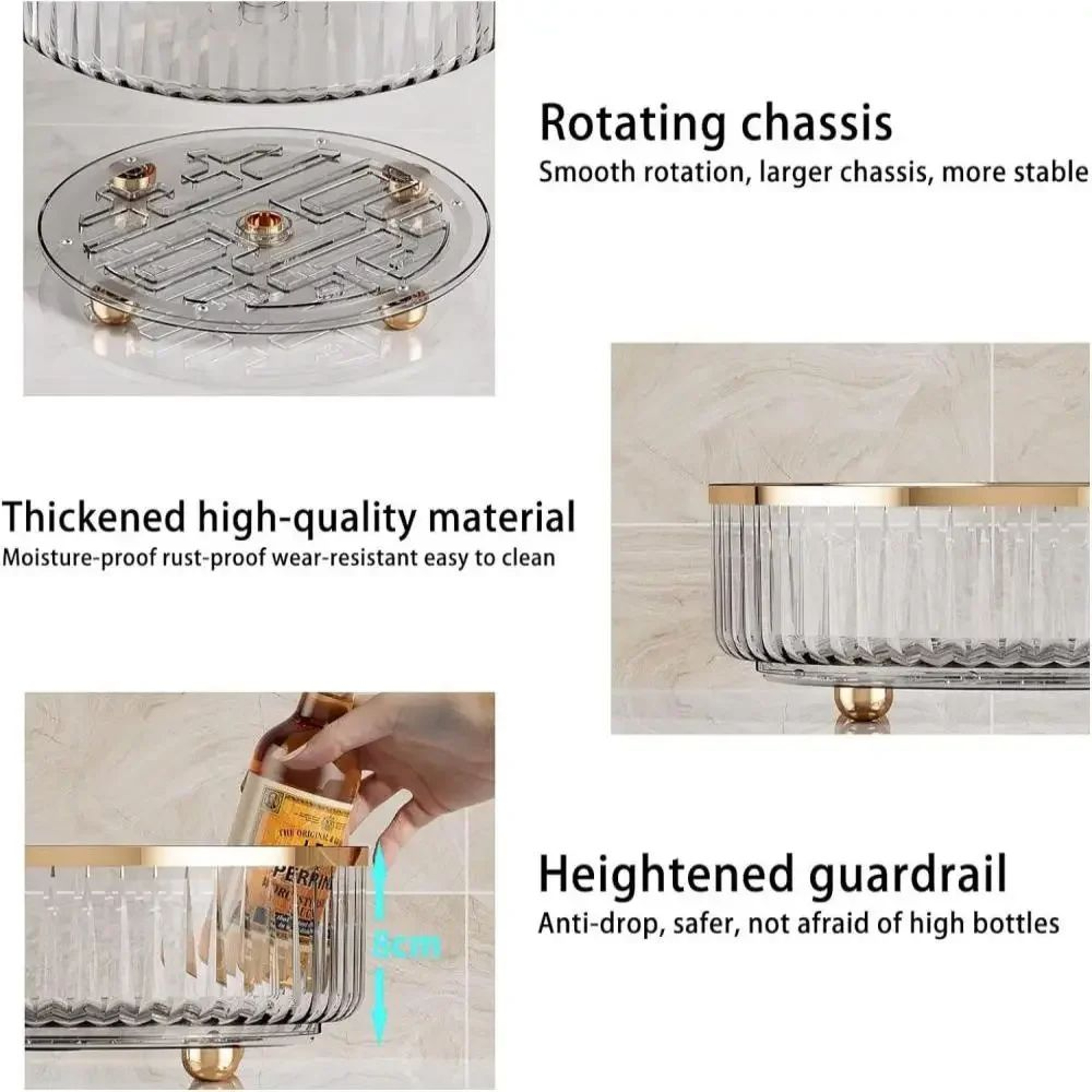Rotating Pantry Organizer Turntable Storage Bin Clear Kitchen Lazy Susan 3