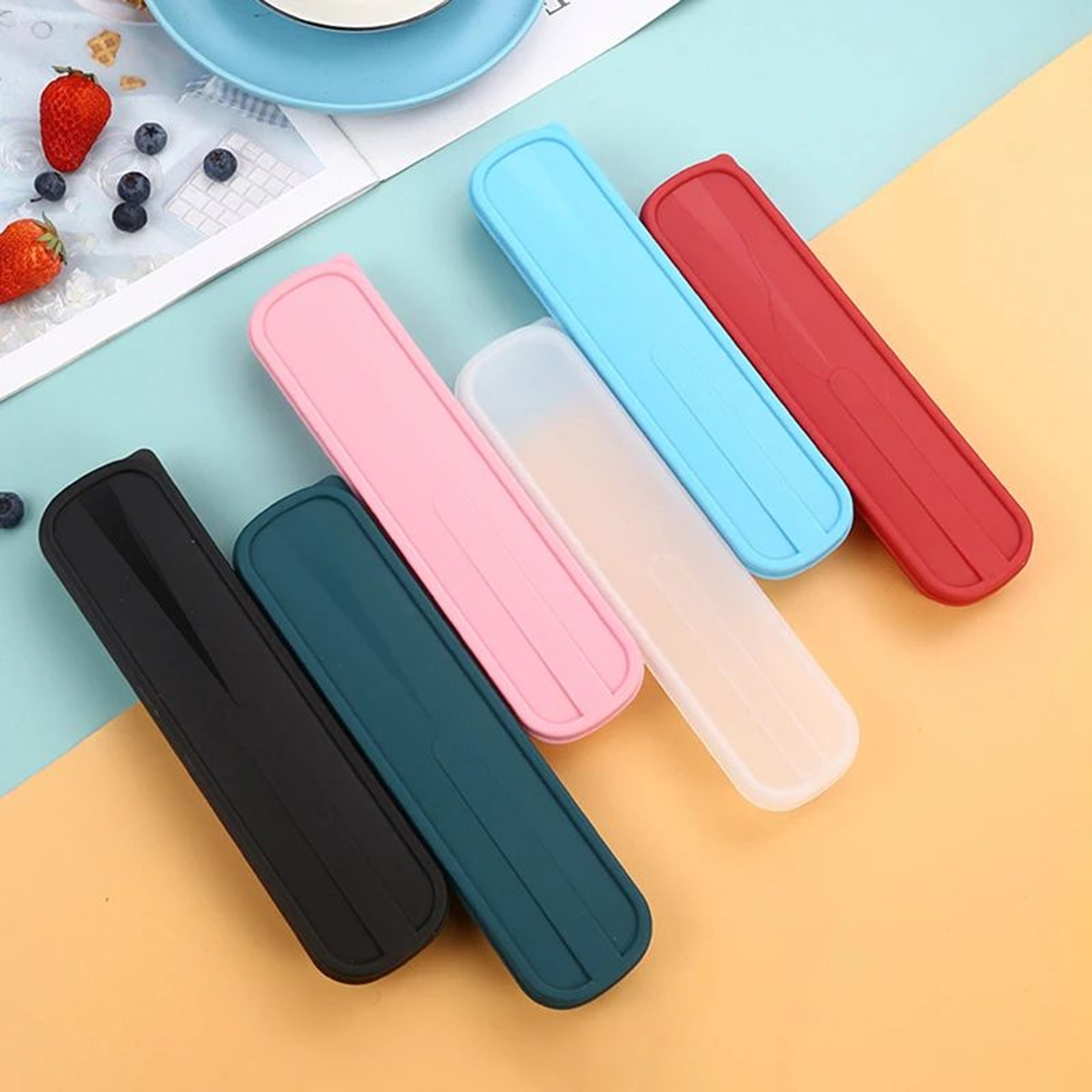 Portable Cutlery Storage Case Flip Cover Travel Utensil Box 0