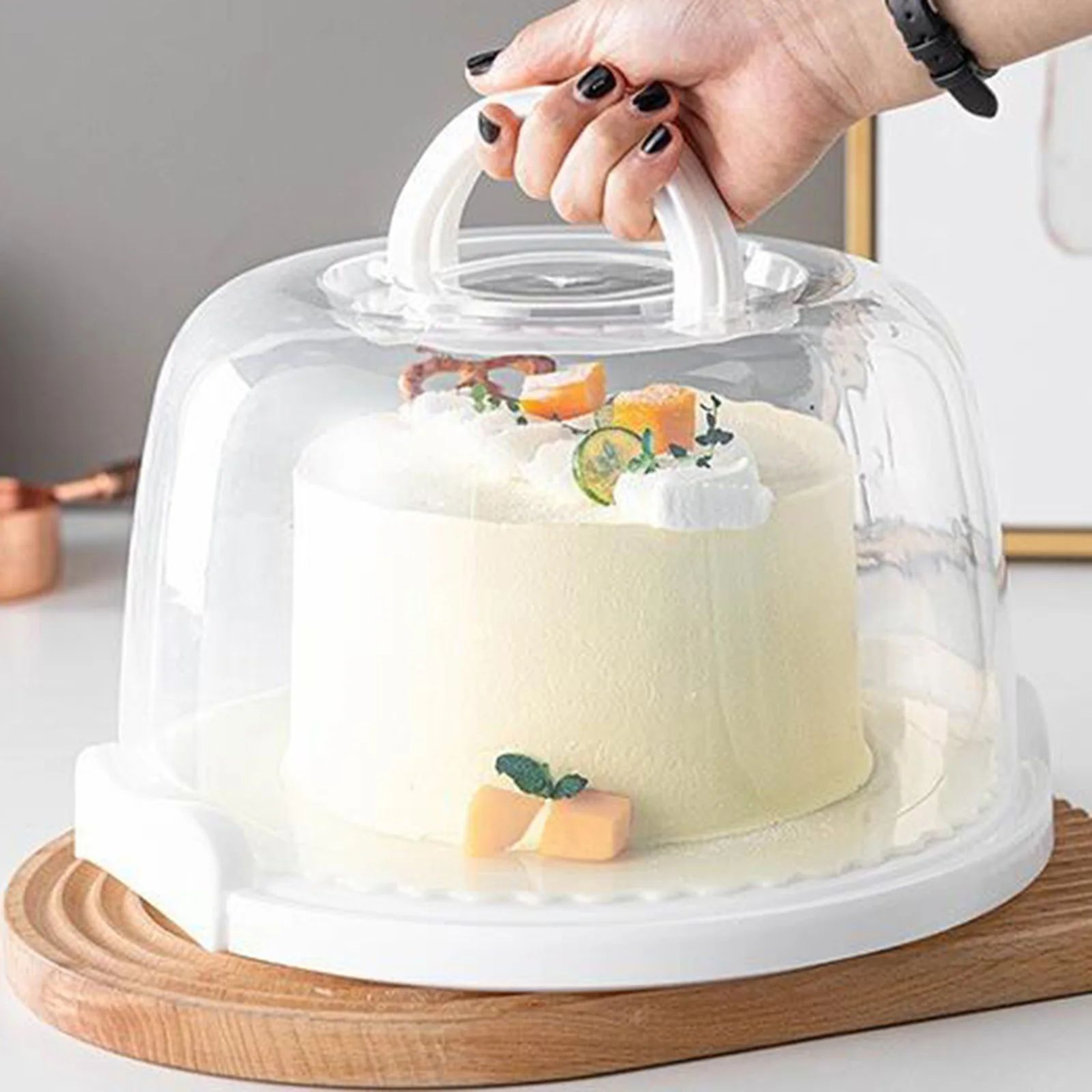 Plastic Cake Carrier With Handle Cake Storage Container And Serving Tray 0