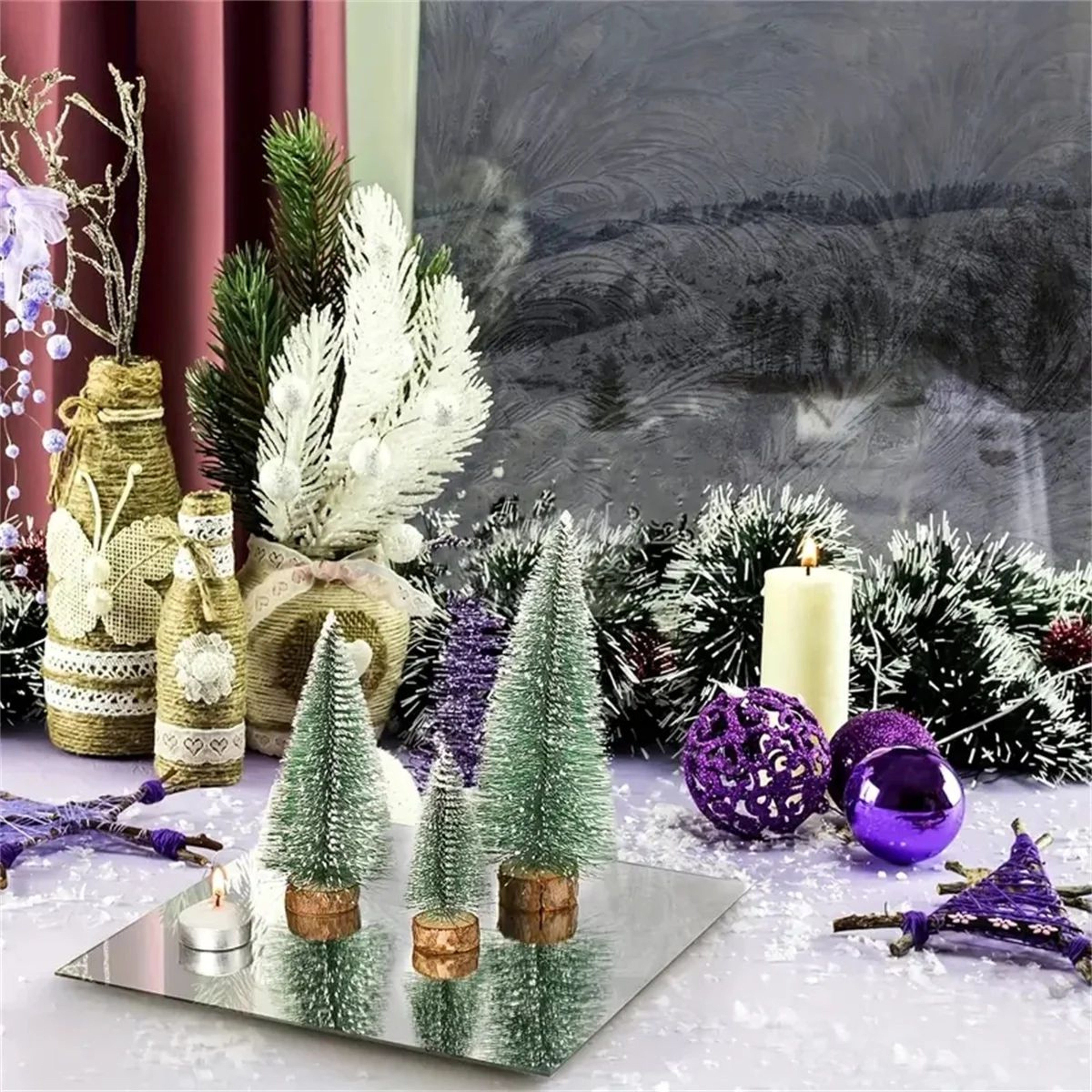 Elegant Acrylic Square Mirror Tray Set 5