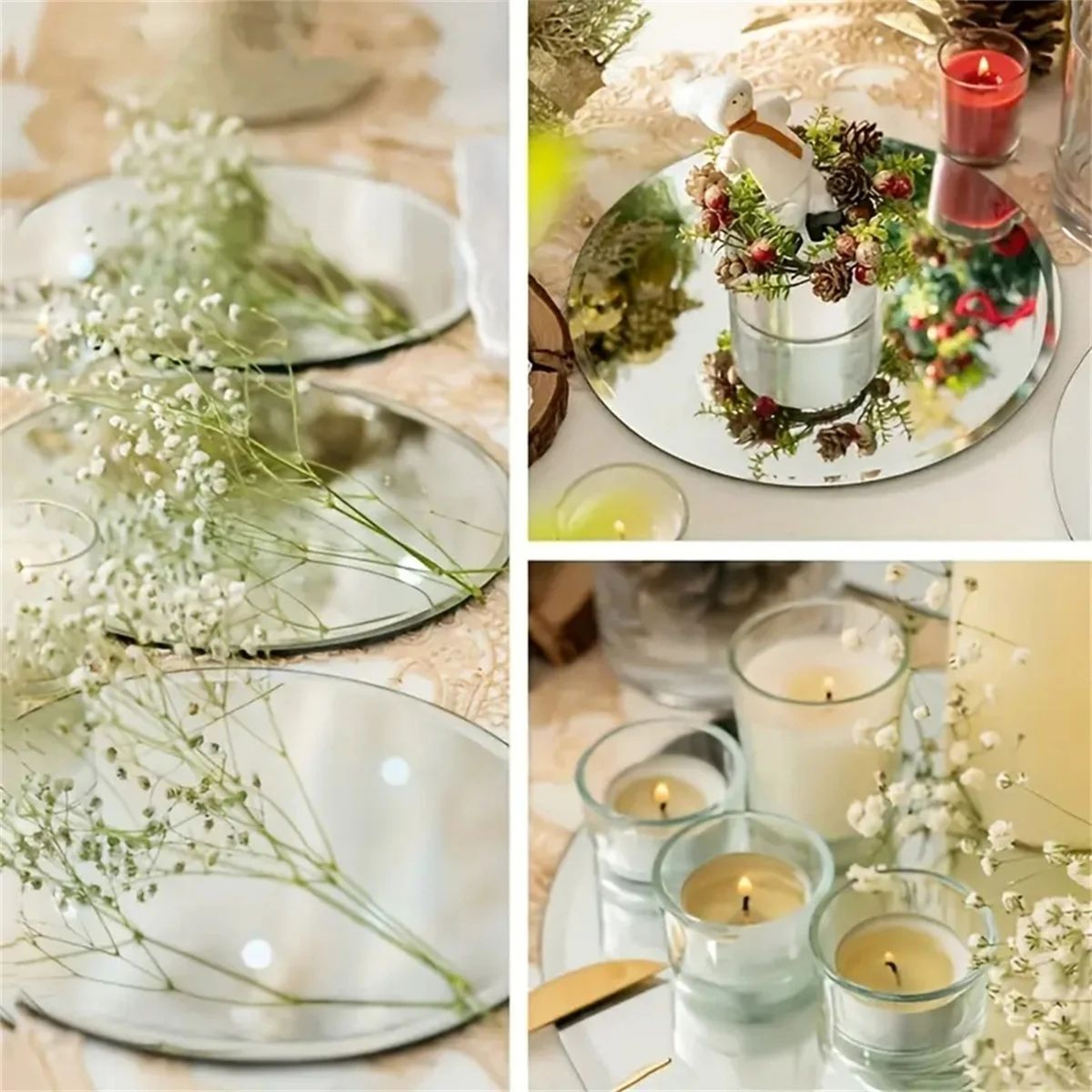 10 Piece Acrylic Round Mirror Plate Set 3