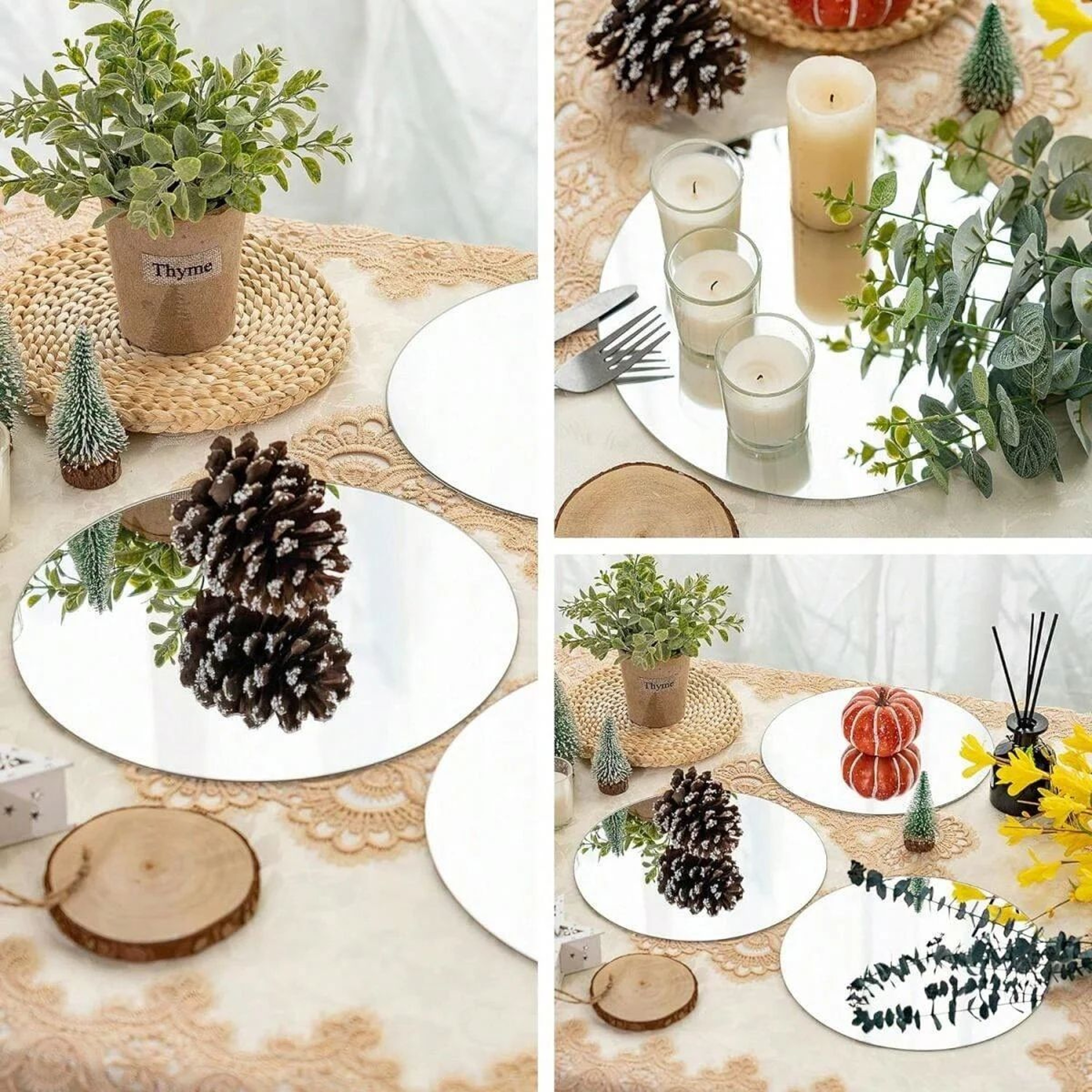 6 Piece Acrylic Round Mirror Plate Set 2