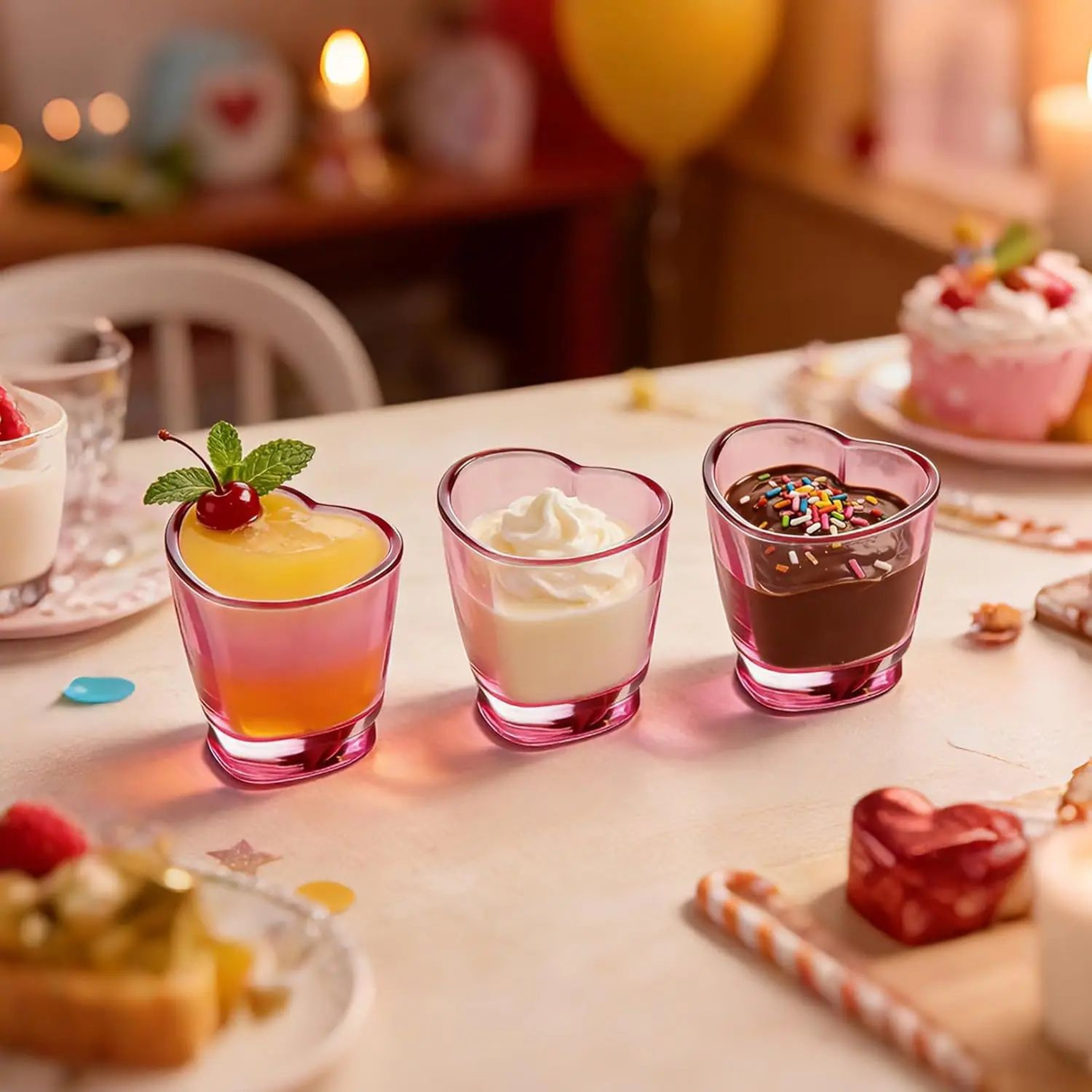 Heart Shaped Acrylic Shot Glass Set 5