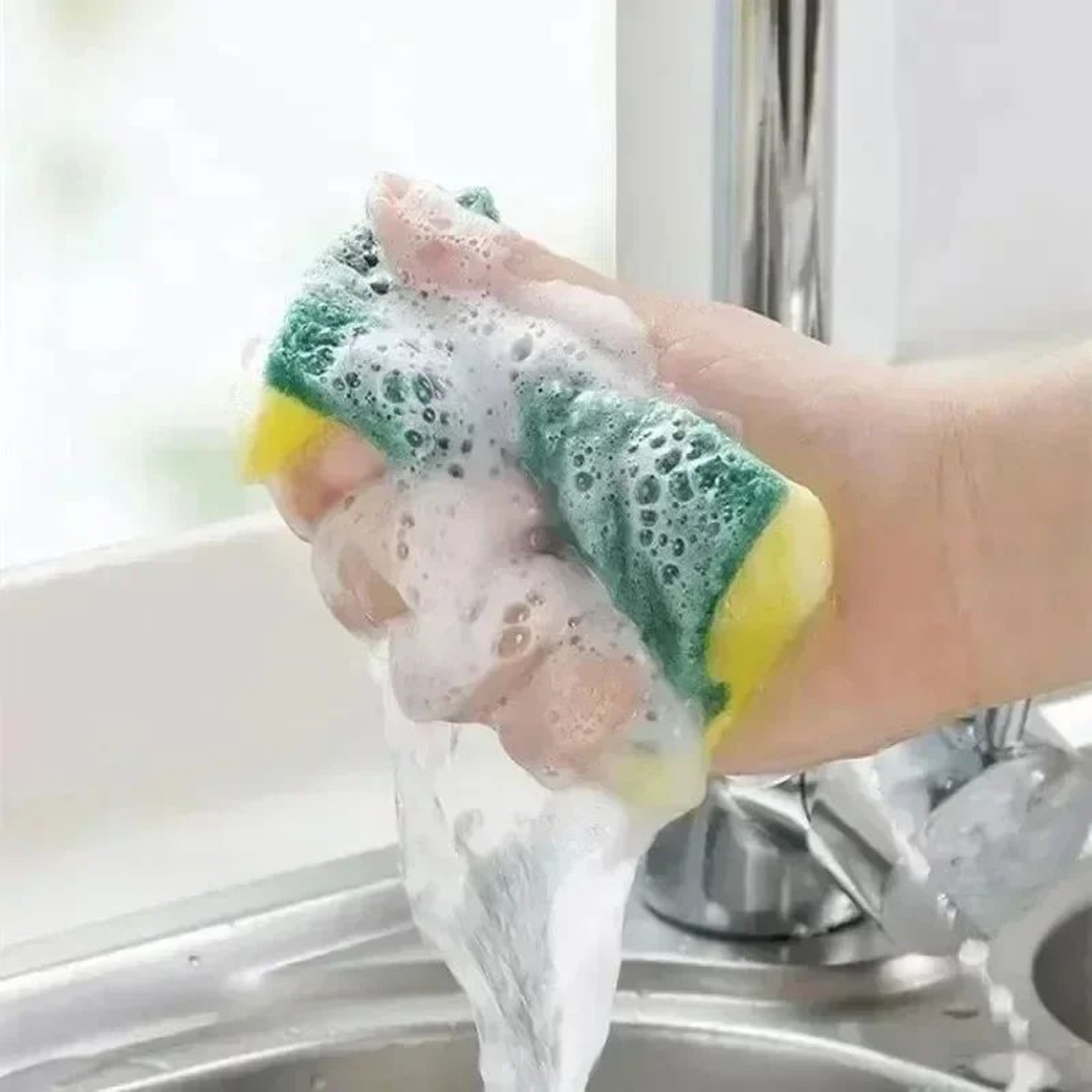 Soft Dishwashing Sponge With Scouring Pad 3