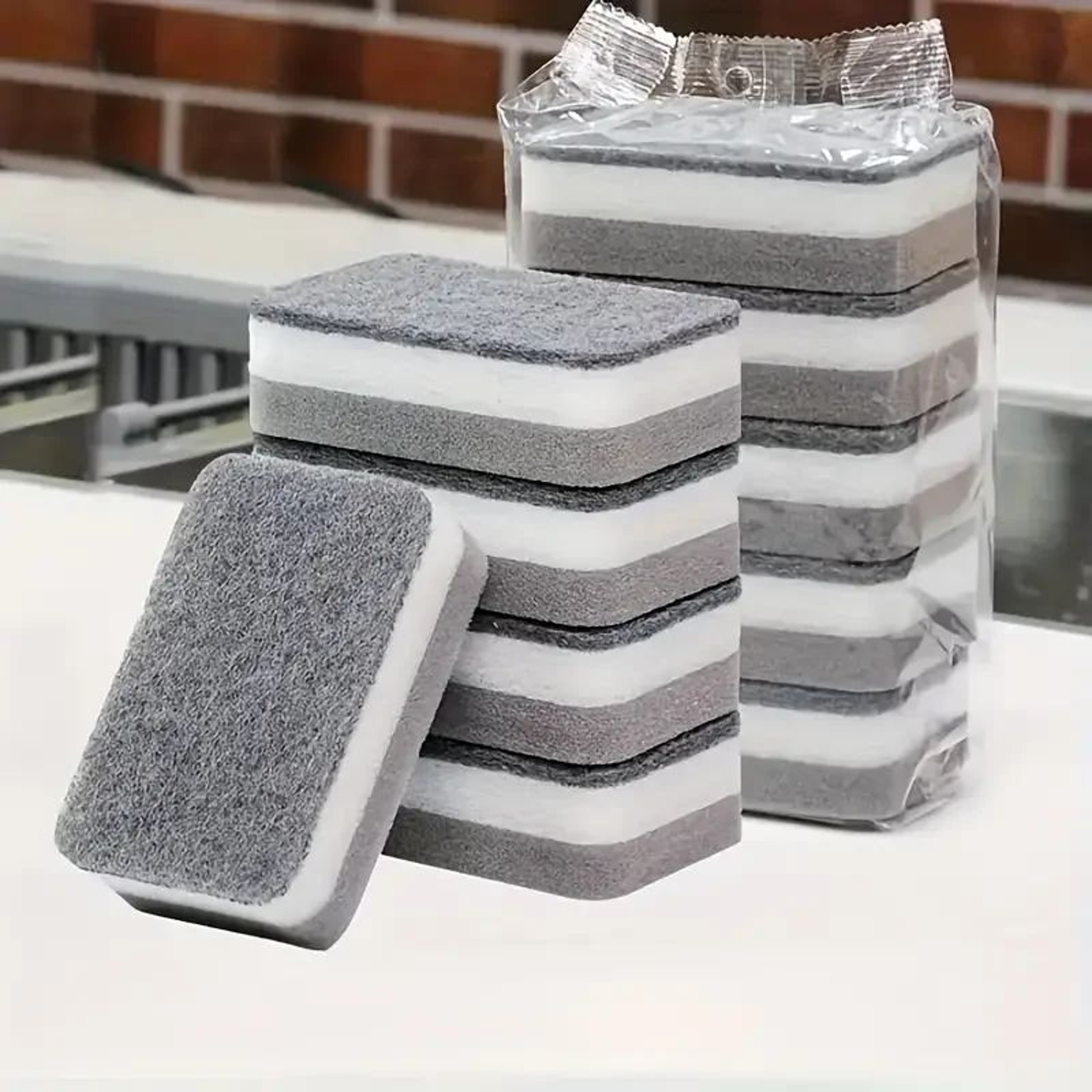 Double Sided Kitchen Cleaning Sponges Reusable Scrub Pads 6