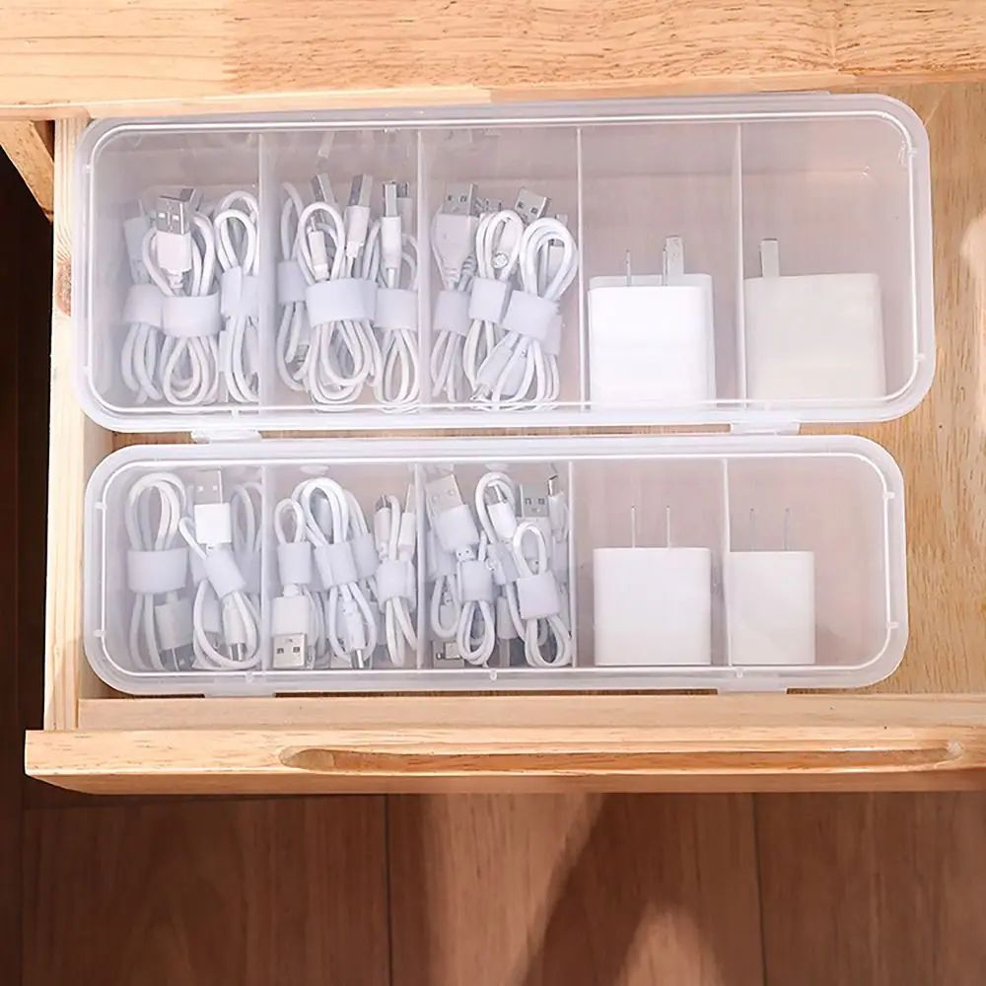 Transparent Cable Organizer Storage Box With Lid For Cords And Accessories 1