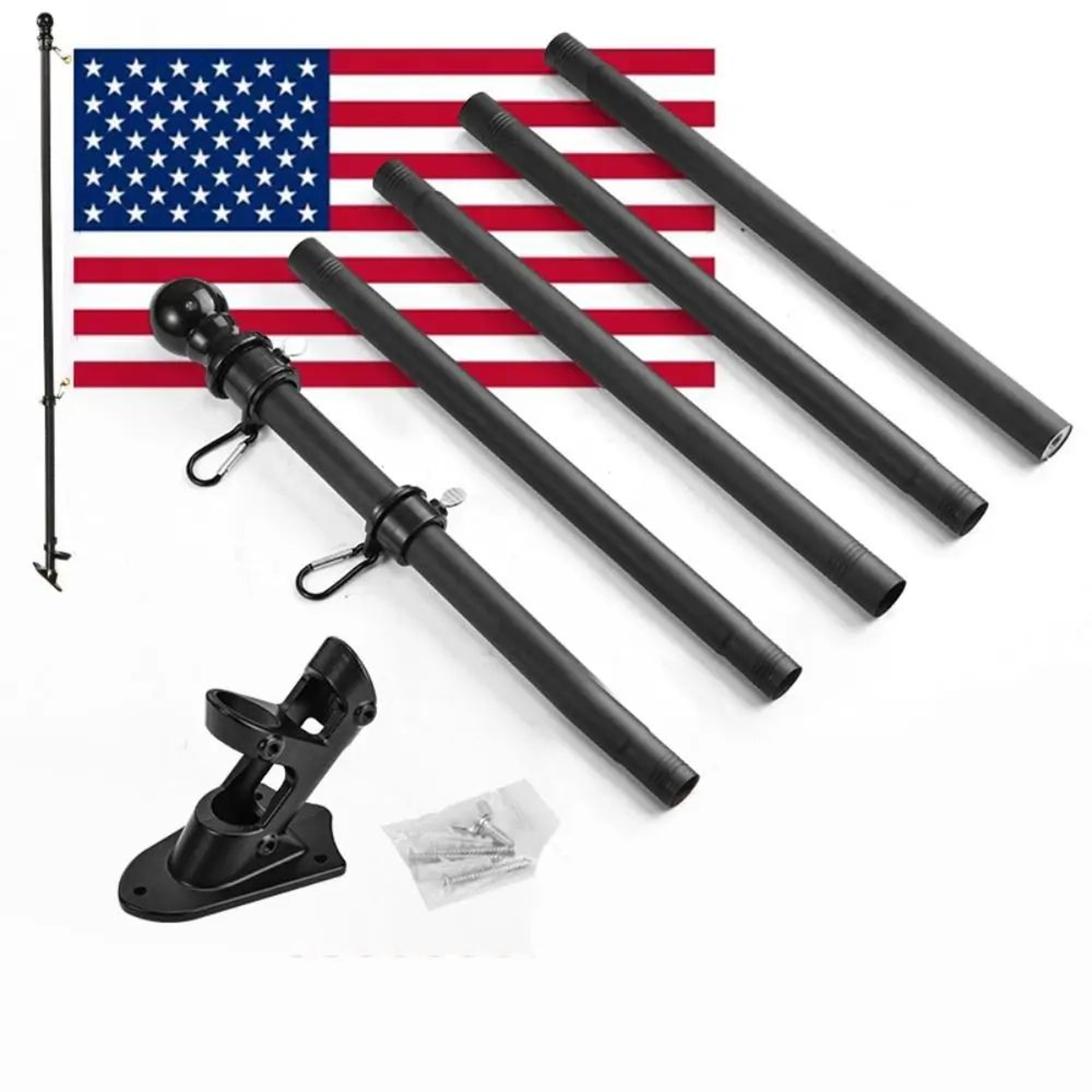 Portable Telescopic Flag Pole Wall Mount Banner Pole Kit 3