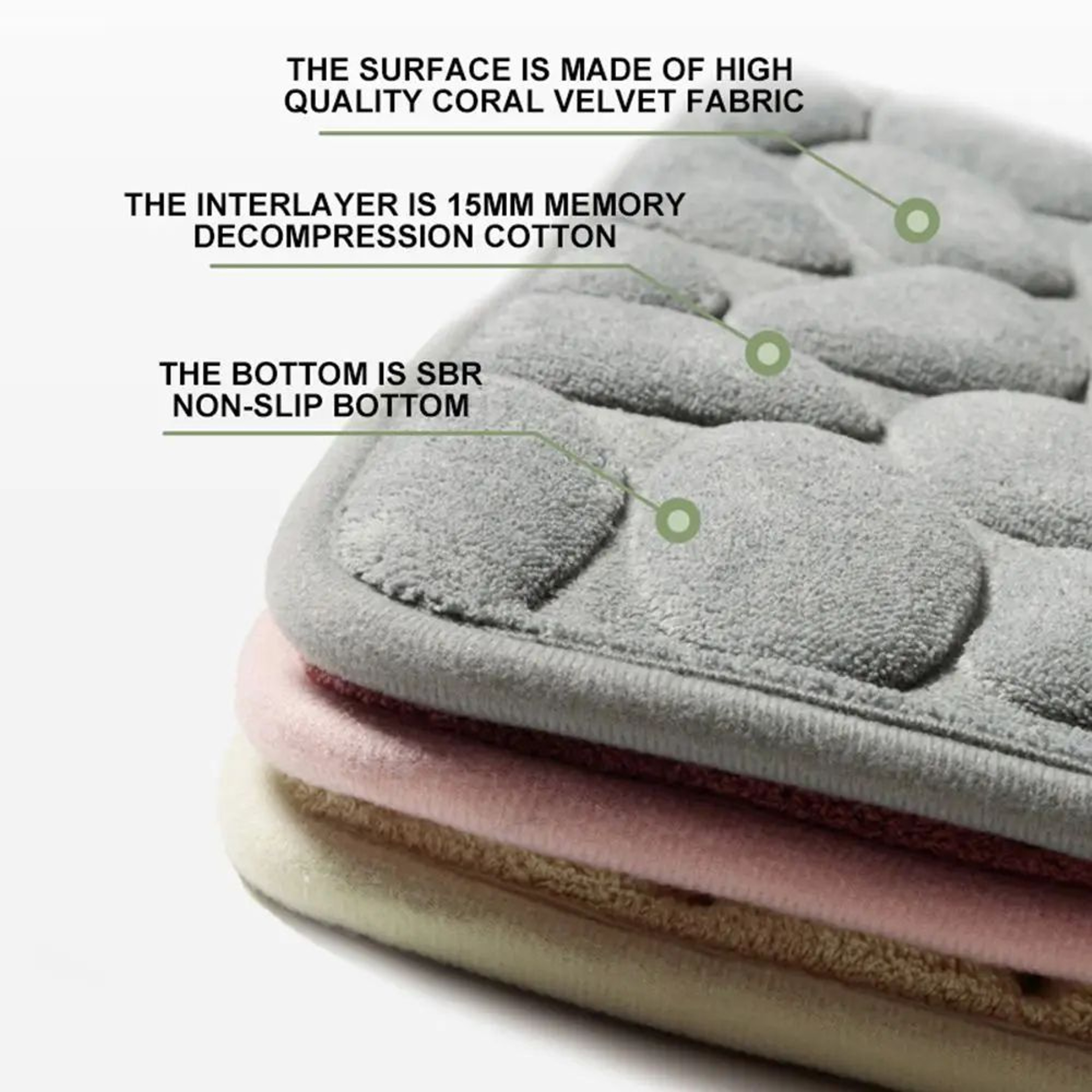 Quick Dry Bath Mat Non Slip Absorbent Bathroom Rug 2