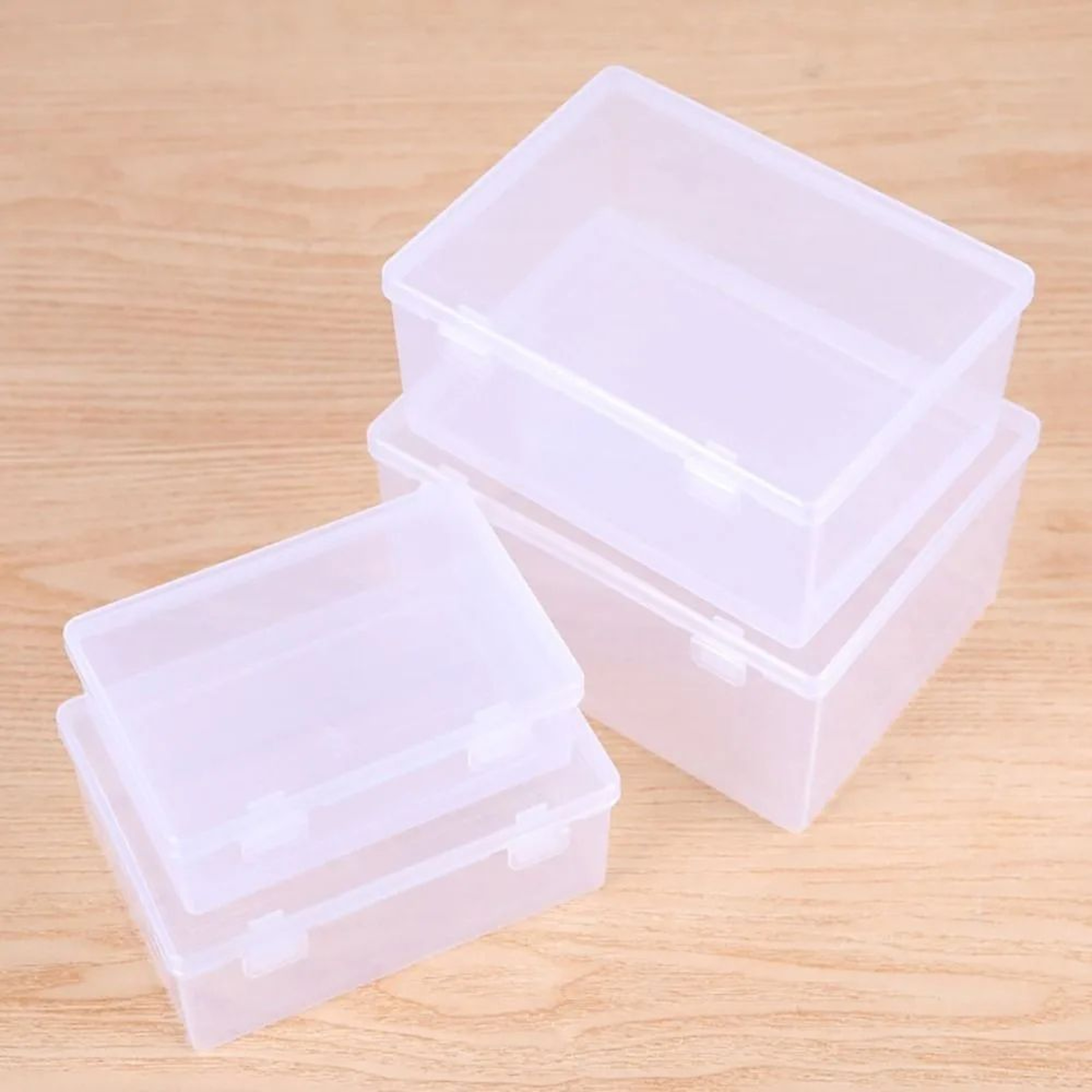 Transparent Plastic Storage Box Portable Flip Lid Organizer Case 2