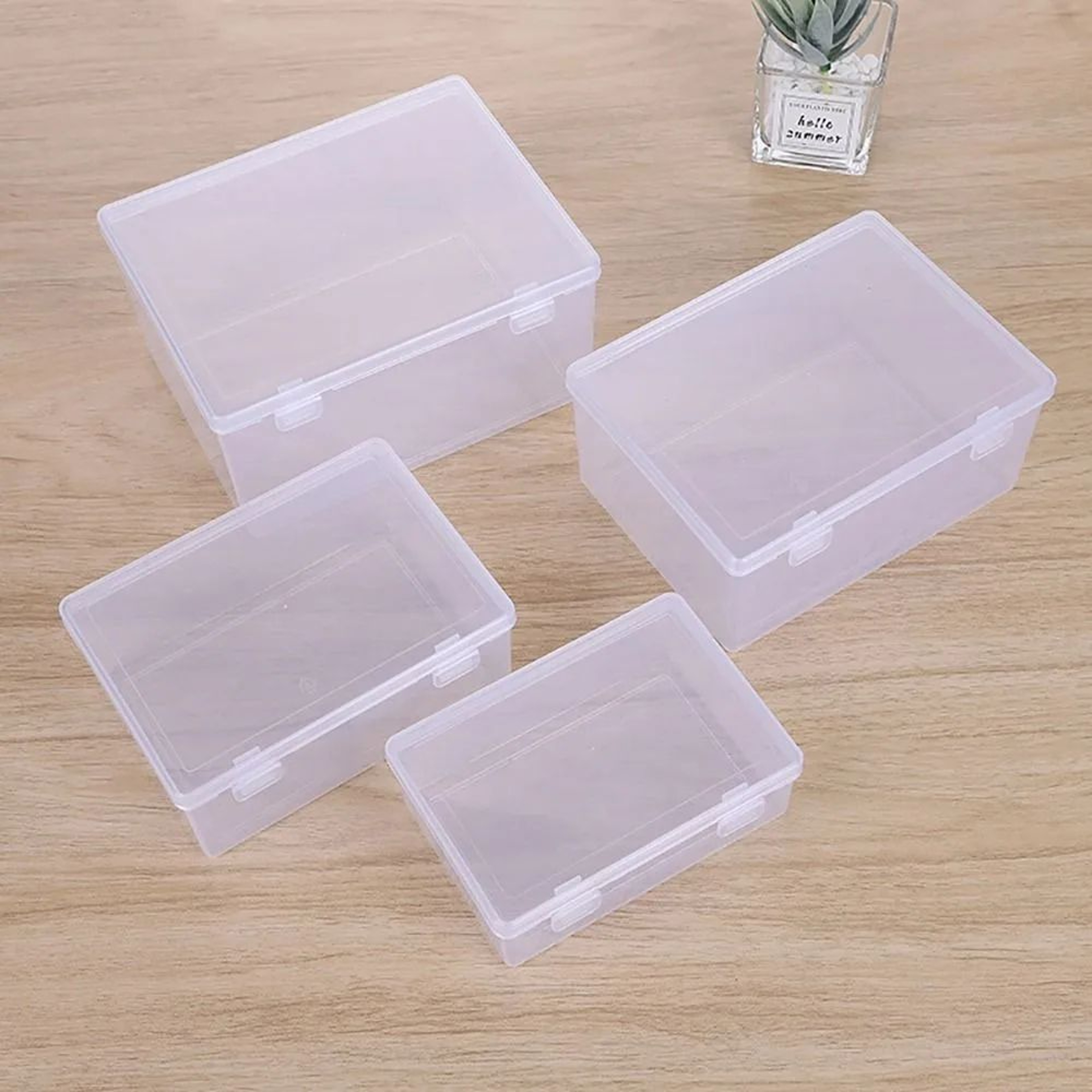 Transparent Plastic Storage Box Portable Flip Lid Organizer Case 4