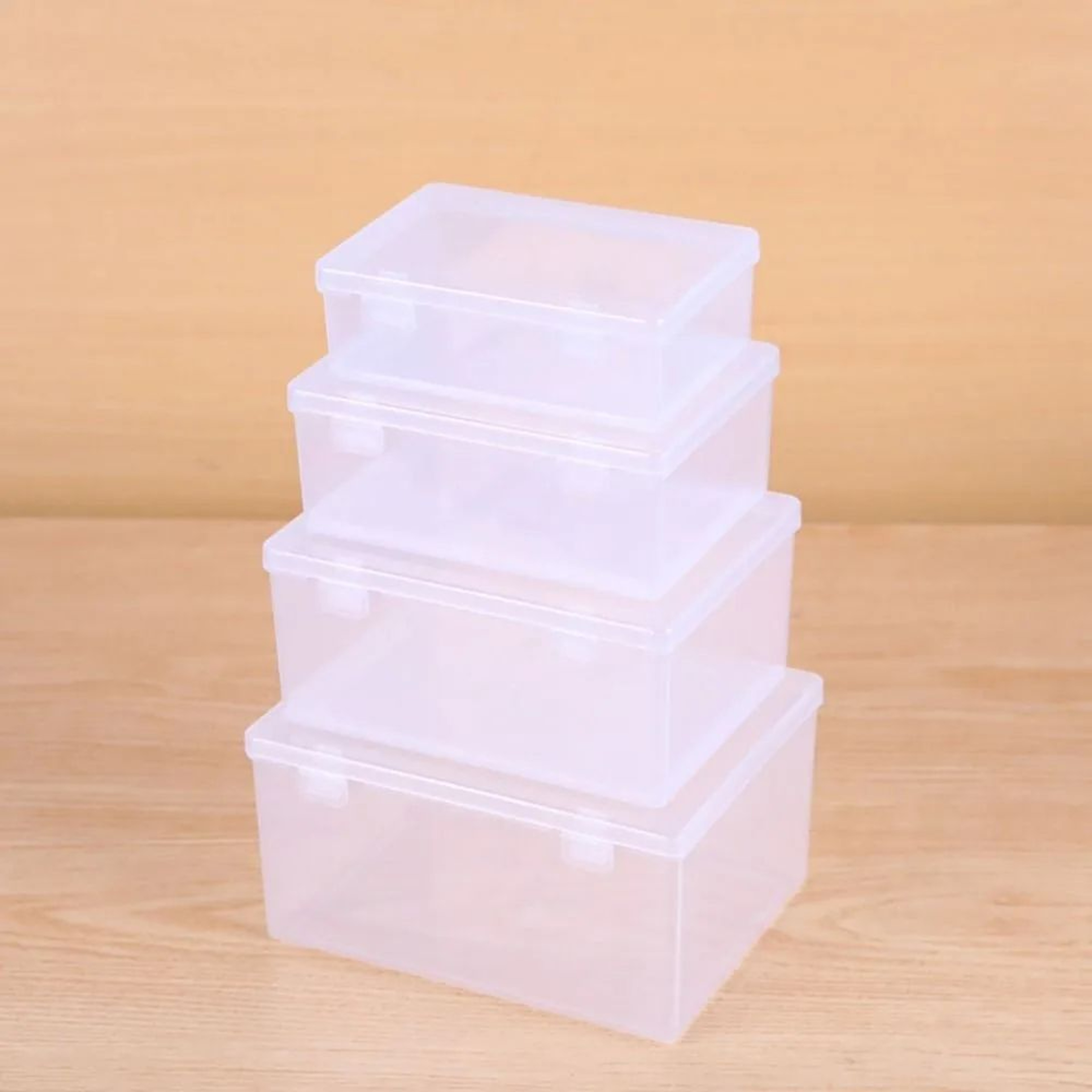 Transparent Plastic Storage Box Portable Flip Lid Organizer Case 5